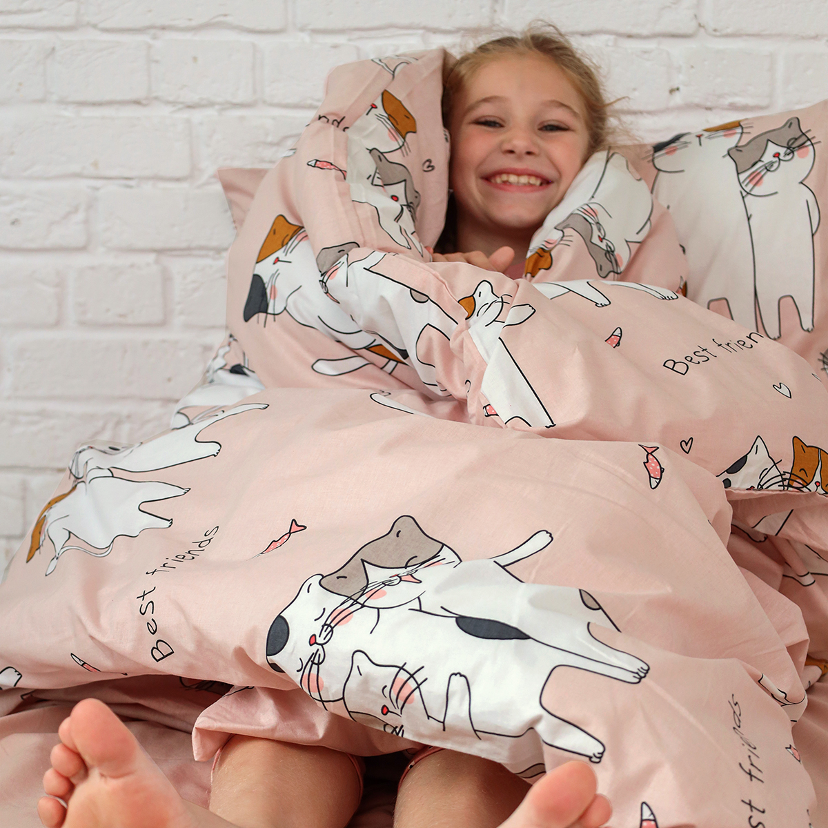 Комплект постельного белья BRAVO kids dreams 1.5-спальный Лучшие друзья простыня на резинке 90х200 - фото 7