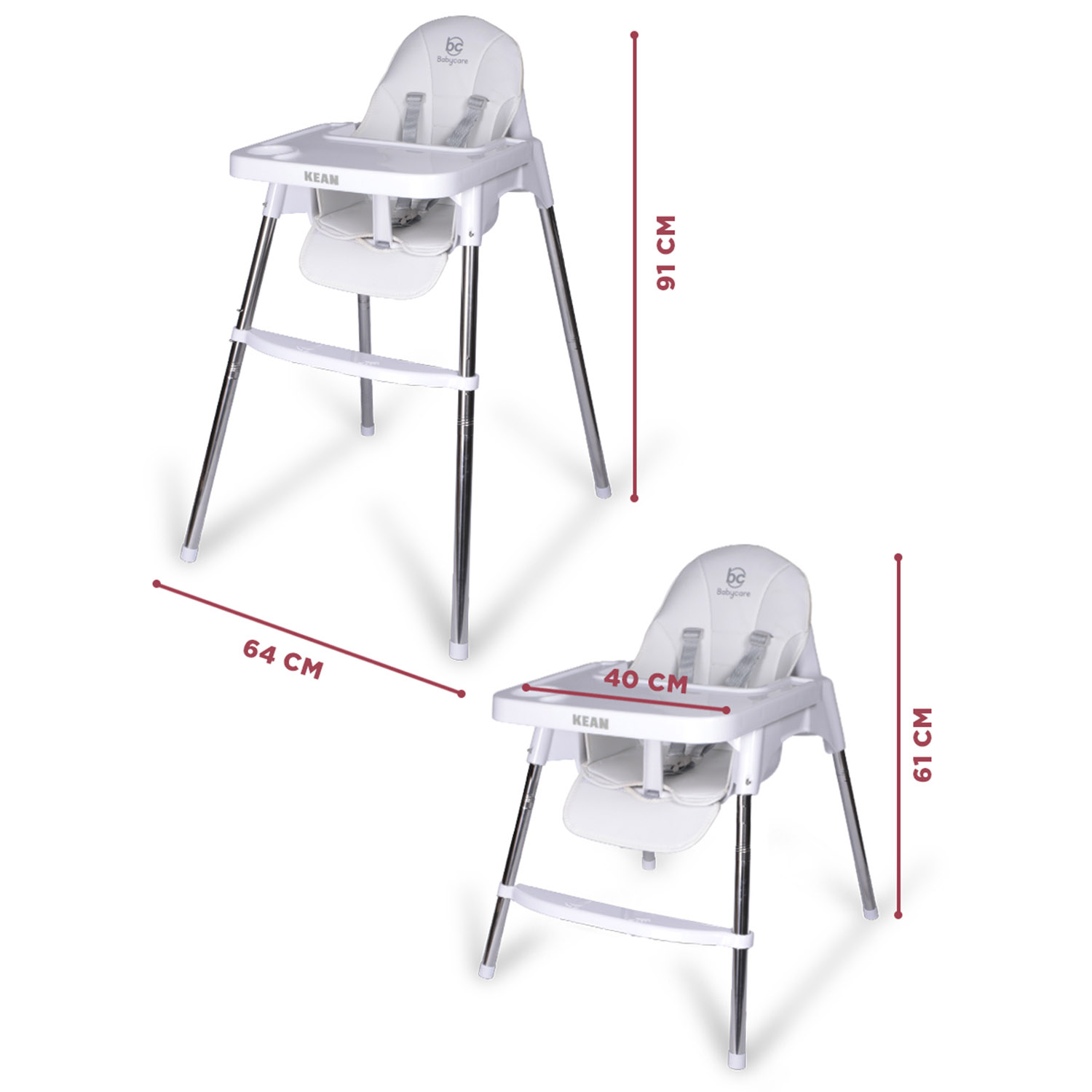 Стульчик для кормления BabyCare Kean белый - фото 3