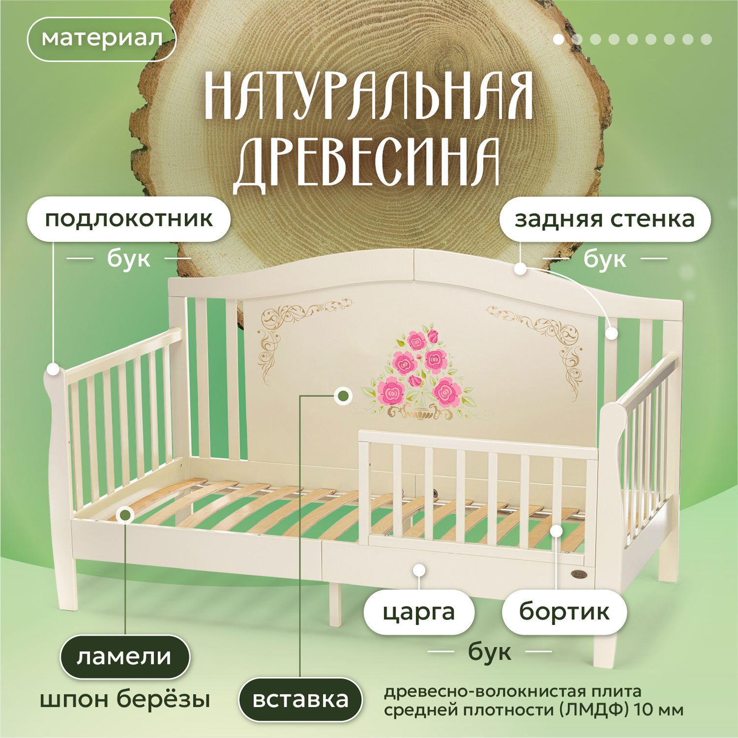 Кровать подростковая Nuovita Stanzione Verona Div Rose (ваниль) - фото 3