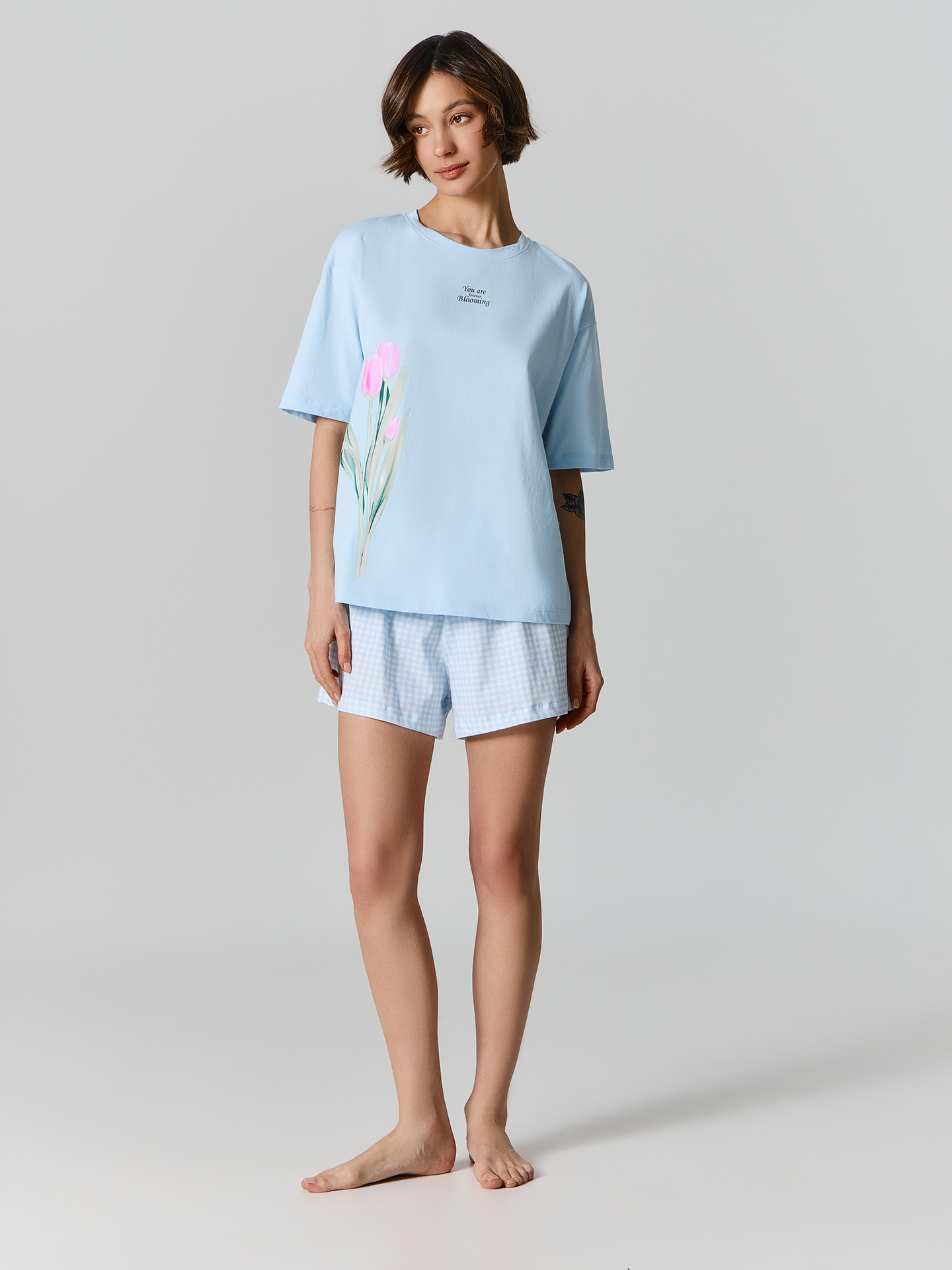 Футболка и шорты Mark Formelle (Марк Формэль) 592591/голубое небо +голубая клетка - фото 1