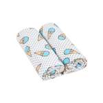Пелёнка FunEcotex Мороженки голубые фланель 75х120 см 2 шт.