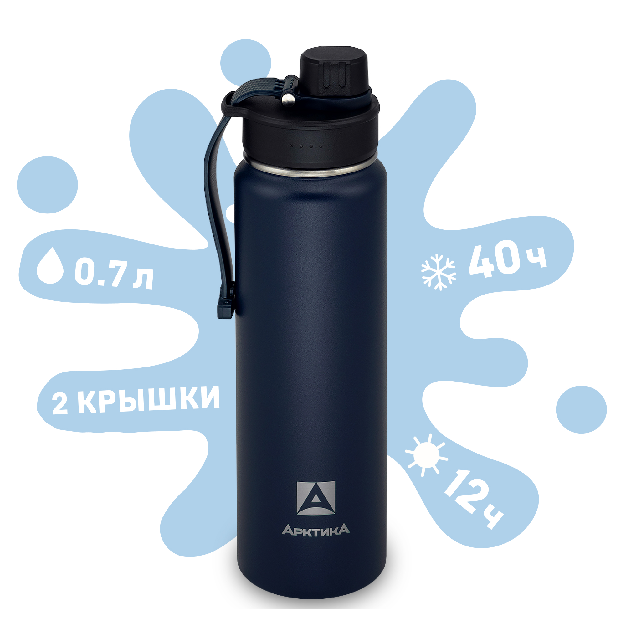 Термокружка Арктика 700мл с поилкой 708-700s синяя - фото 1