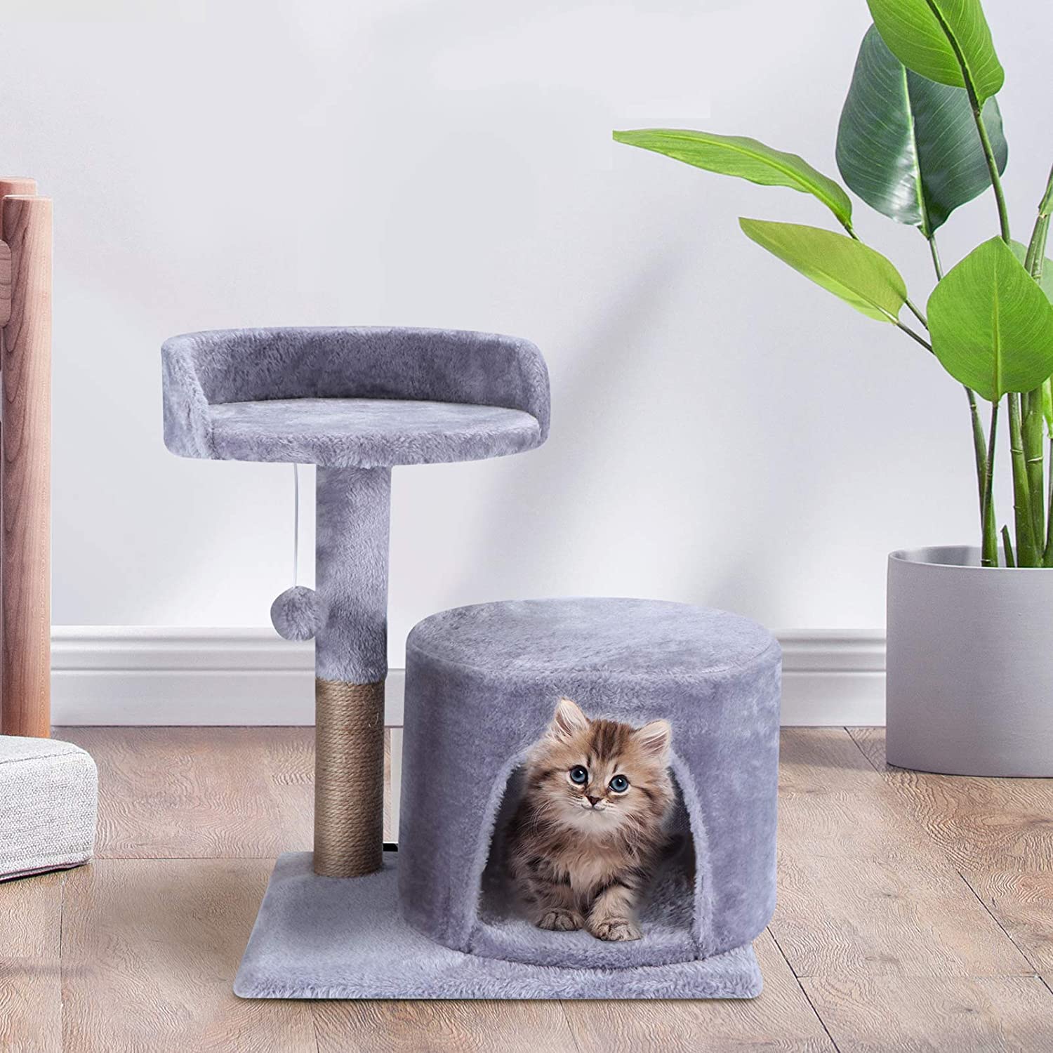 Домик для кошки с когтеточкой Pet БМФ Серый - фото 1