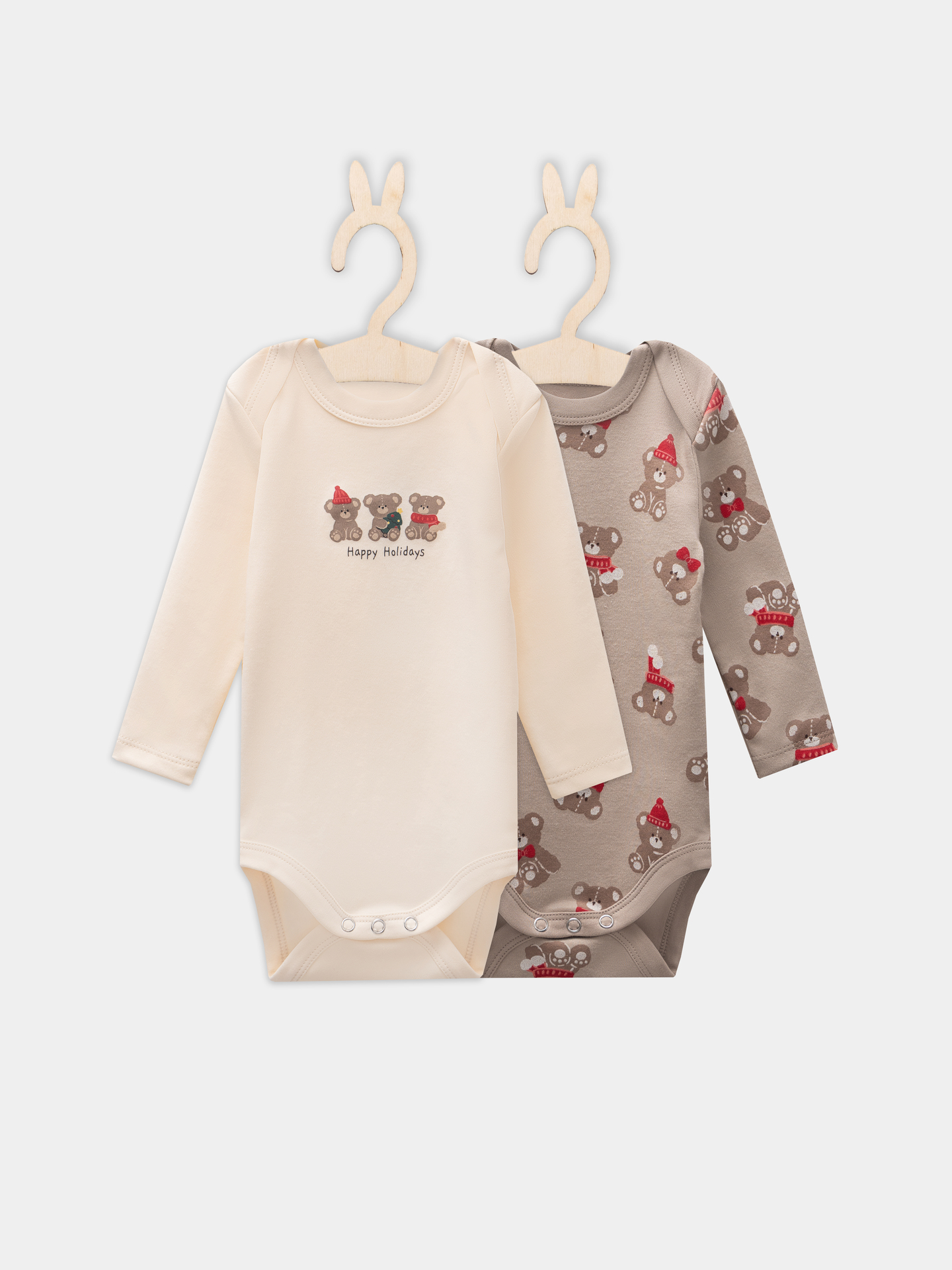 Боди 2 шт Mark Formelle (Марк Формэль) 13016-2/сливочное масло +НГ мишутки на бежевом - фото 2