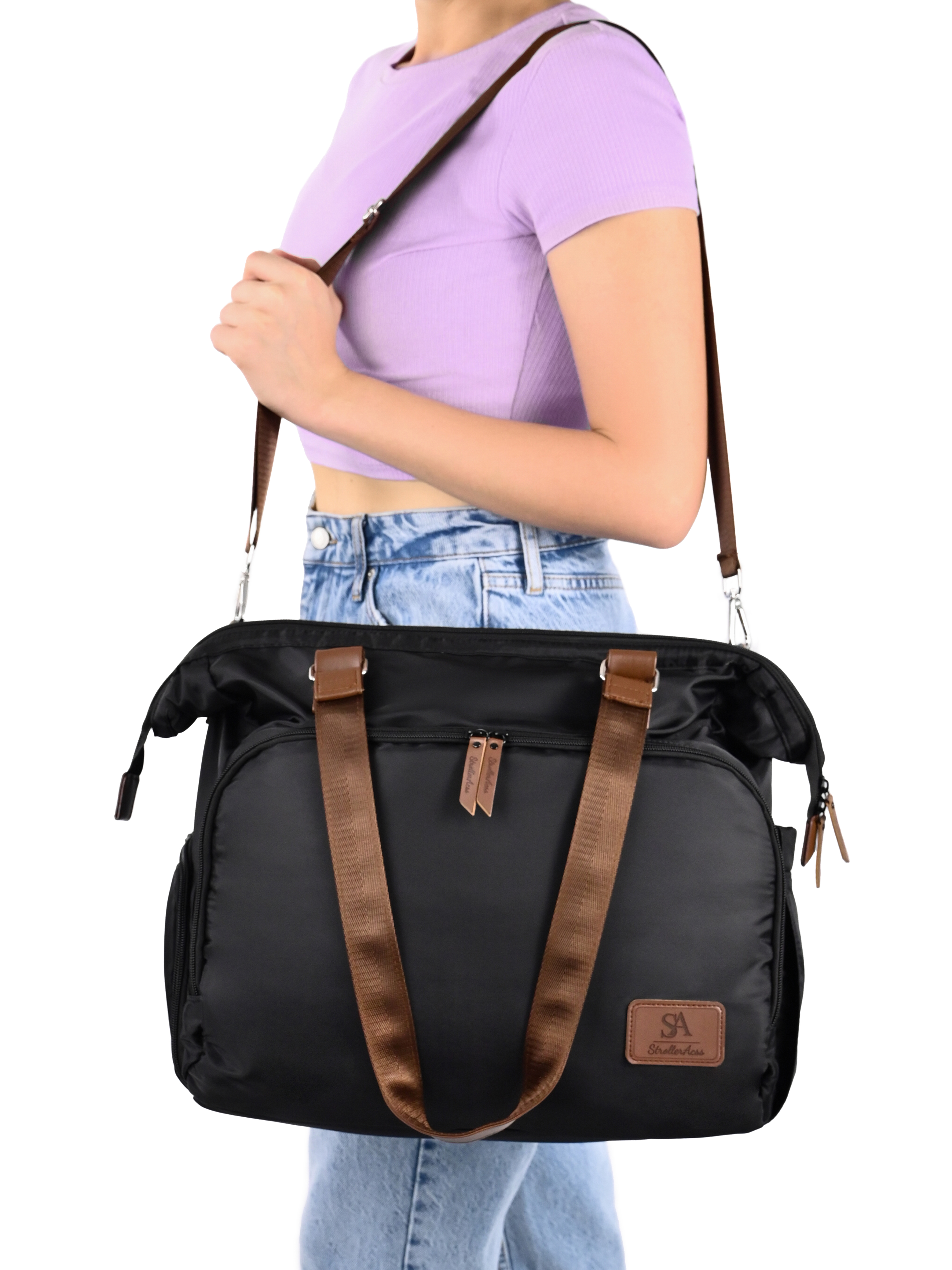 Сумка на ручку коляски StrollerAcss Сумка для мамы и малыша SA1/Черный - фото 20