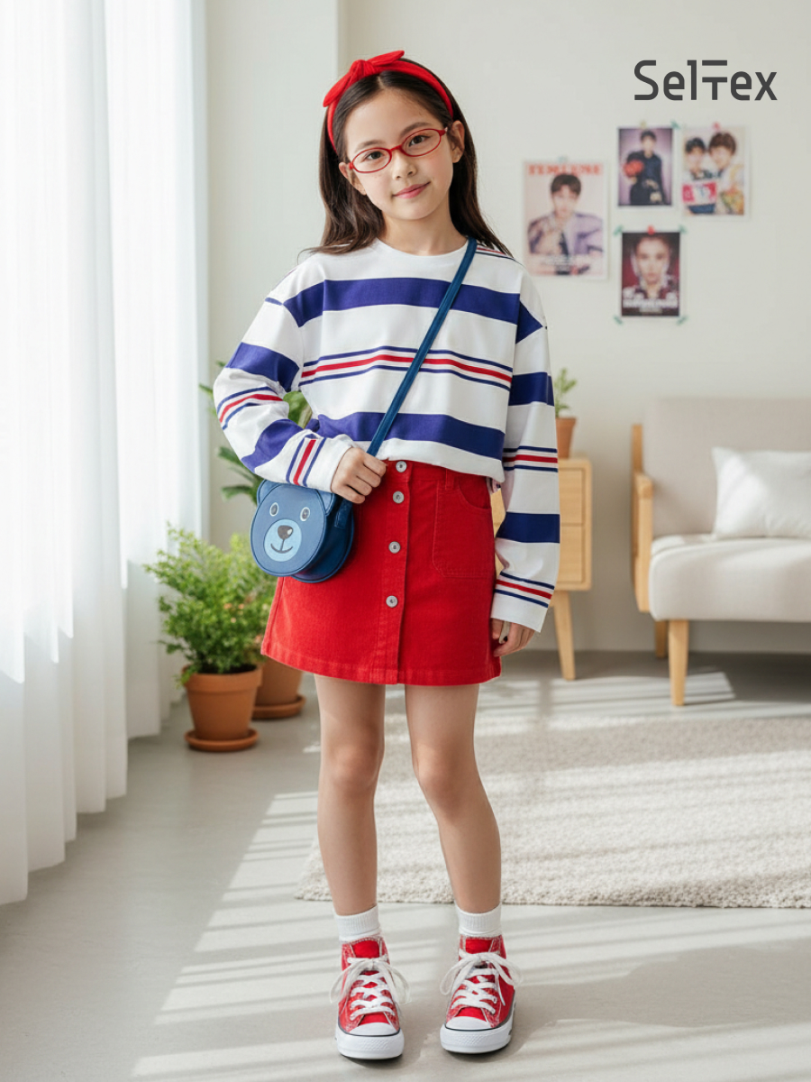 Лонгслив Селтекс Ю_ДК62 молоко/синий-красный полоса - фото 3