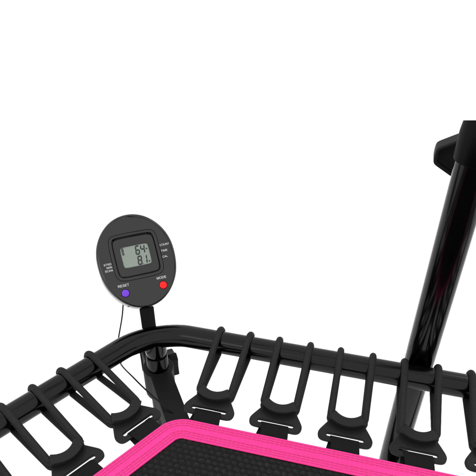 Батут спортивный с ручкой UNIX line Fitness pro pink диаметр 125см до 130 кг счетчик прыжков - фото 19