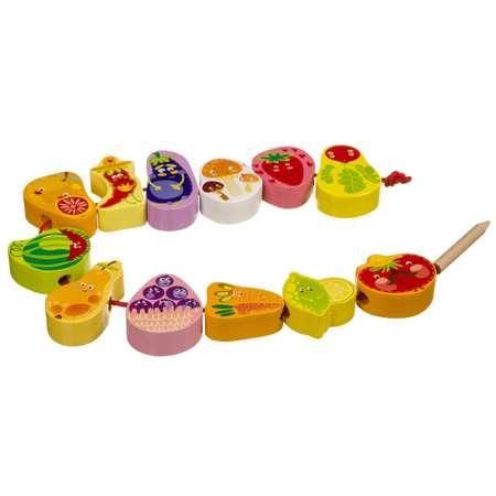 Игрушка Bondibon шнуровка Овощи Фрукты дерево 12 штук