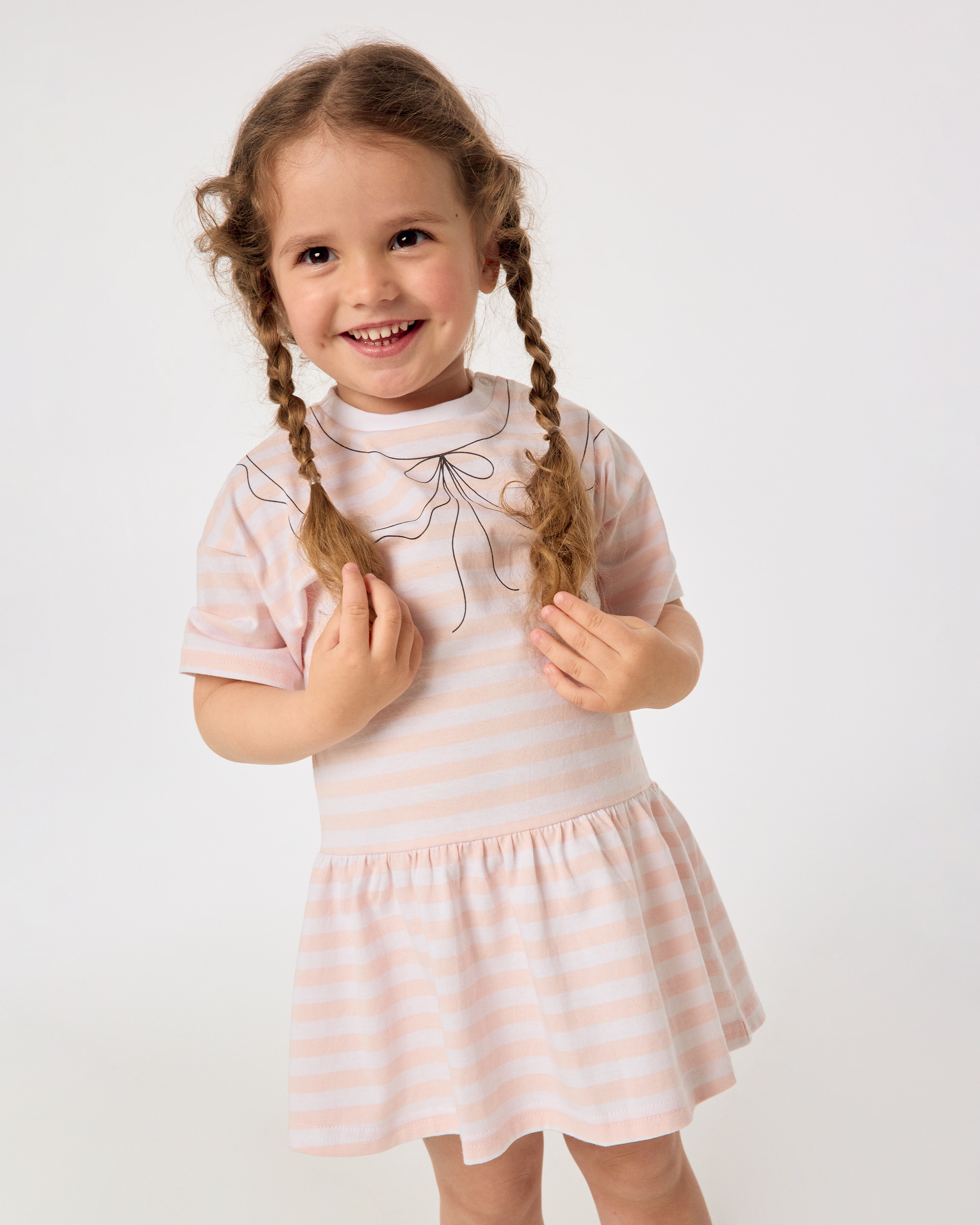 Изображение товара Платье Baby Go Trend 92 - хлопковое, с воротничком, розовая полоса