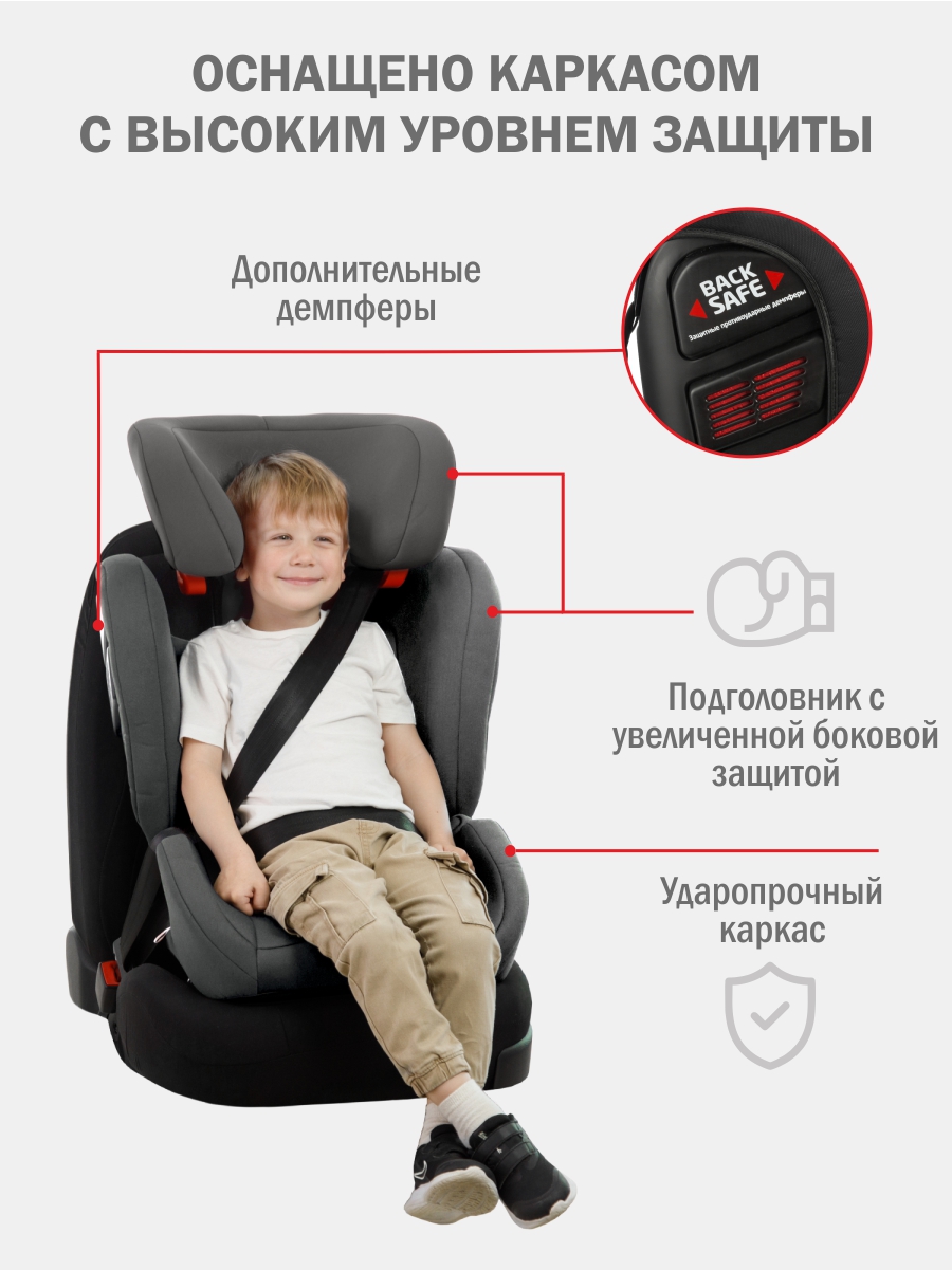 Автокресло SIGER Дельта Fix Isofix 2/3 (15-36 кг) серый - фото 2