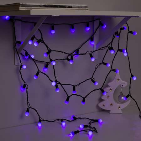 Гирлянда Luazon «Шарики 1.5 см» ip44 тёмная нить 100 led свечение фиолетовое 8 режимов 220 v