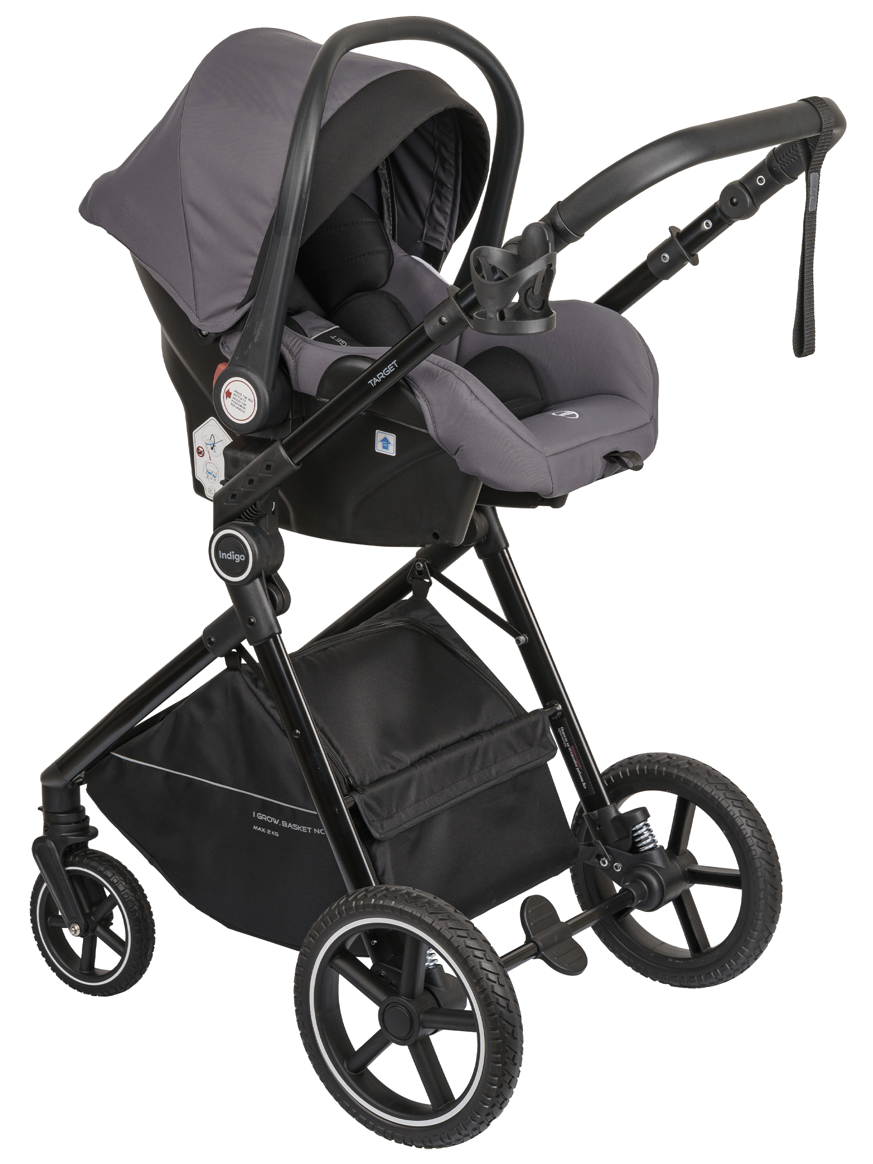 Коляска трансформер Indigo TARGET 3в1 серый - фото 22