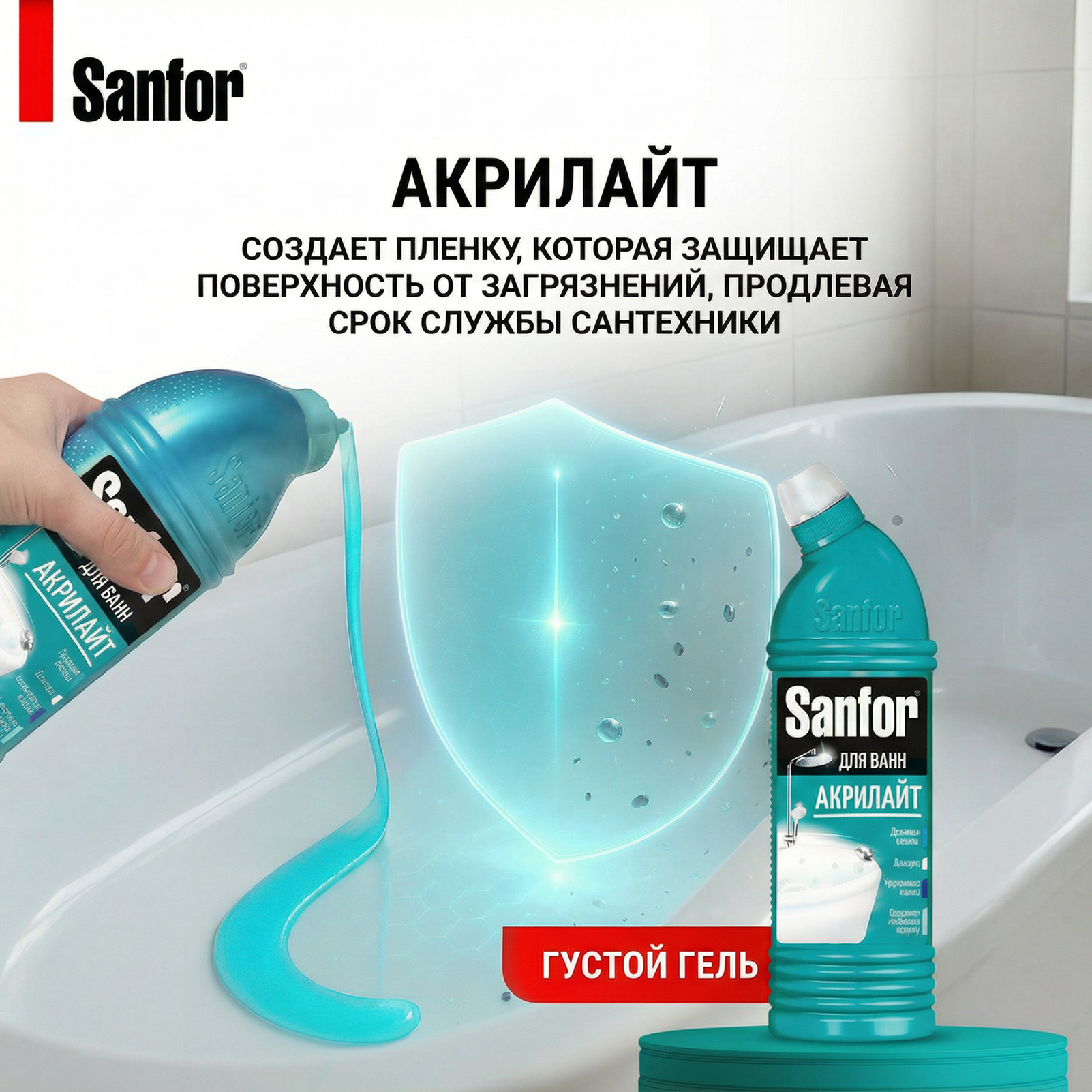 Чистящее средство Sanfor 750 г для ванн 2 упак. - фото 2