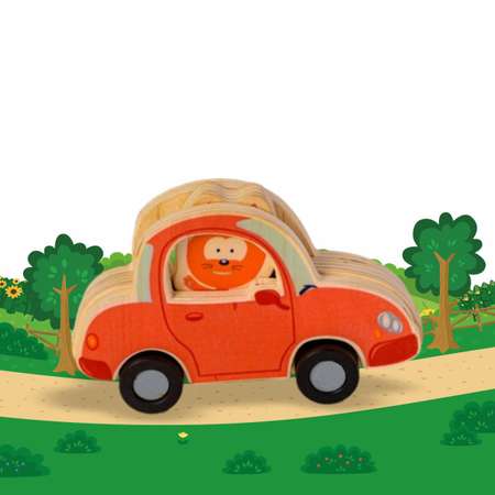 Автомобиль Котенок Котэ с фигуркой из дерева