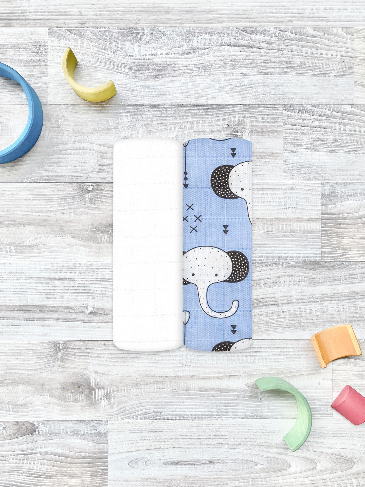 Пелёнка Mjolk Слоники/White муслин 2 шт. - фото 1