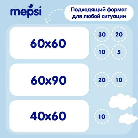 Пелёнки одноразовые Mepsi 60х90 см 20 шт.