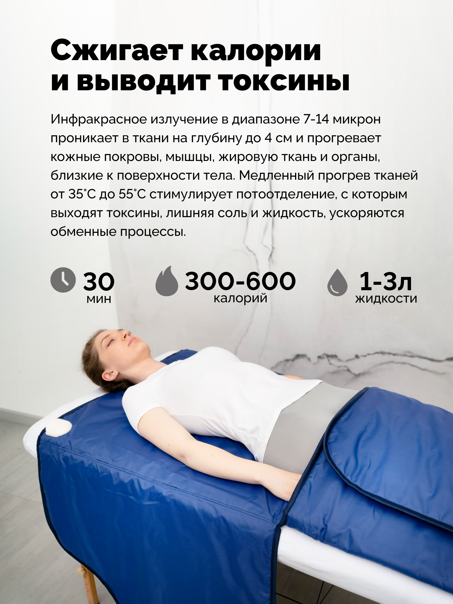 Электроодеяло EcoSapiens двузонное для обертывания Infralight 220х180 см - фото 2