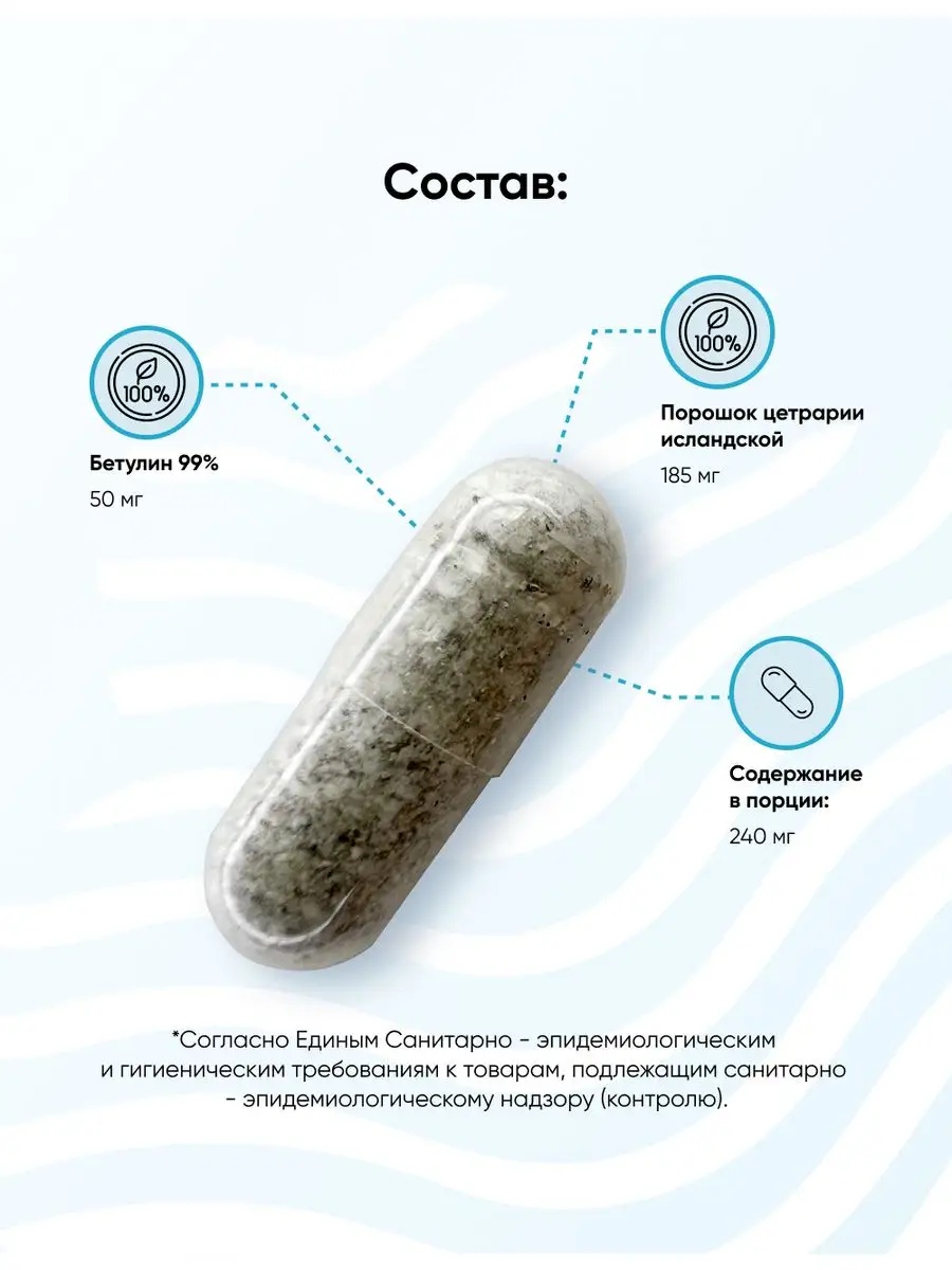 Бетулин Цетрария Incoda исландский мох от кашля, противовирусное - фото 3