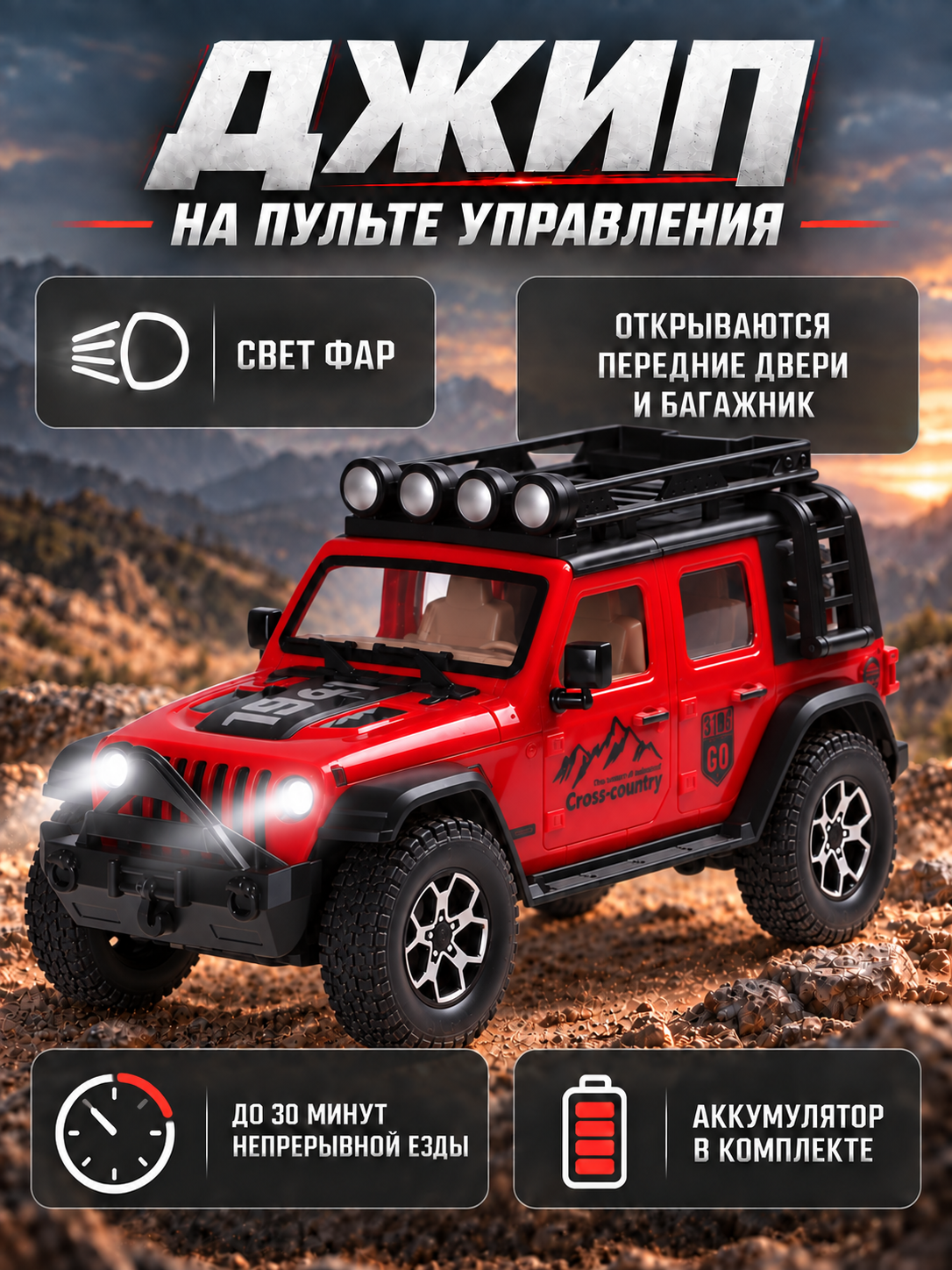 Внедорожник РУ AUTODRIVE Джип красный - фото 1