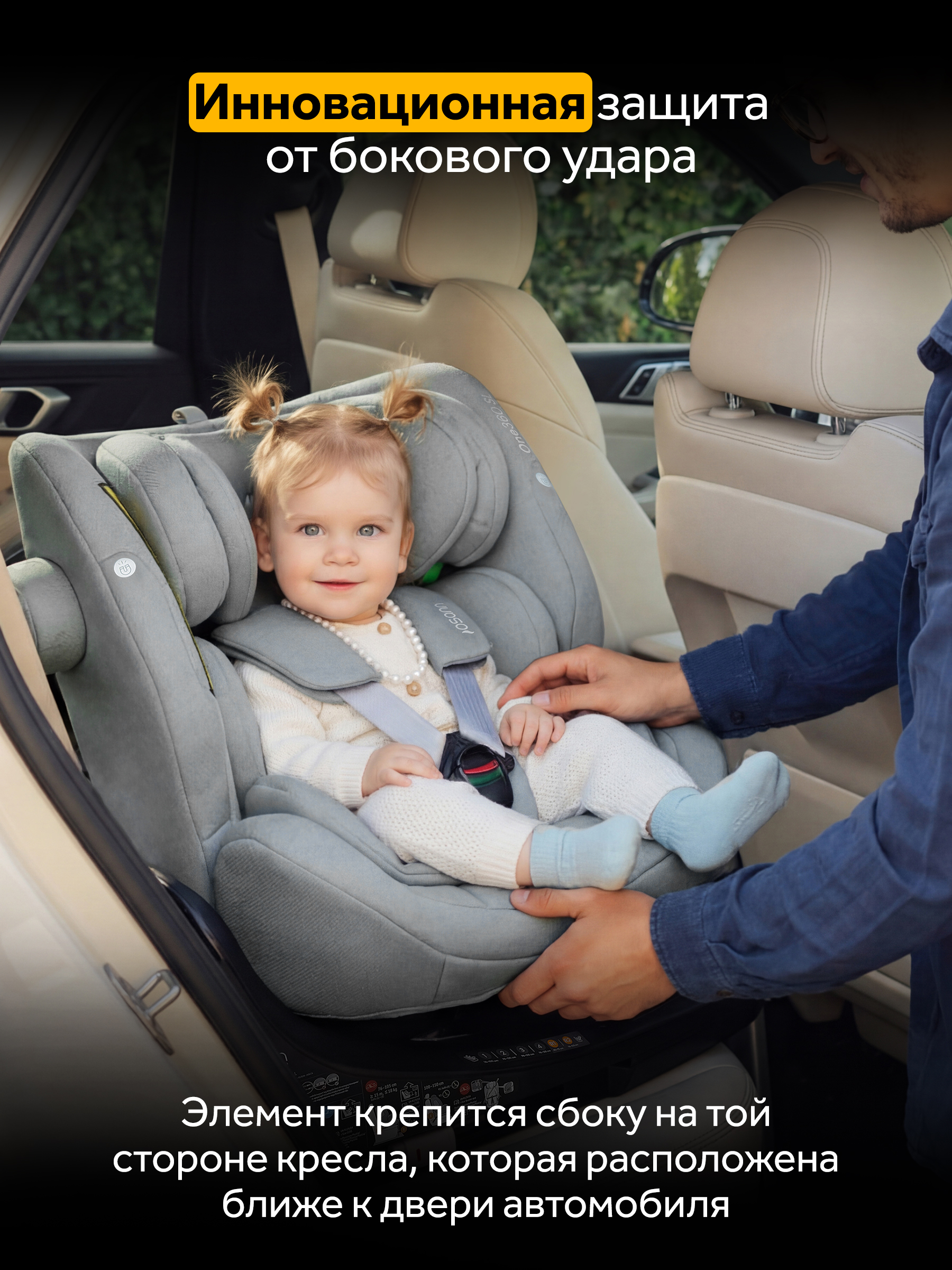 Автокресло Osann One 360 SL Iron 0-36 кг Isofix 0+/1/2/3 (0-36 кг) серый - фото 6