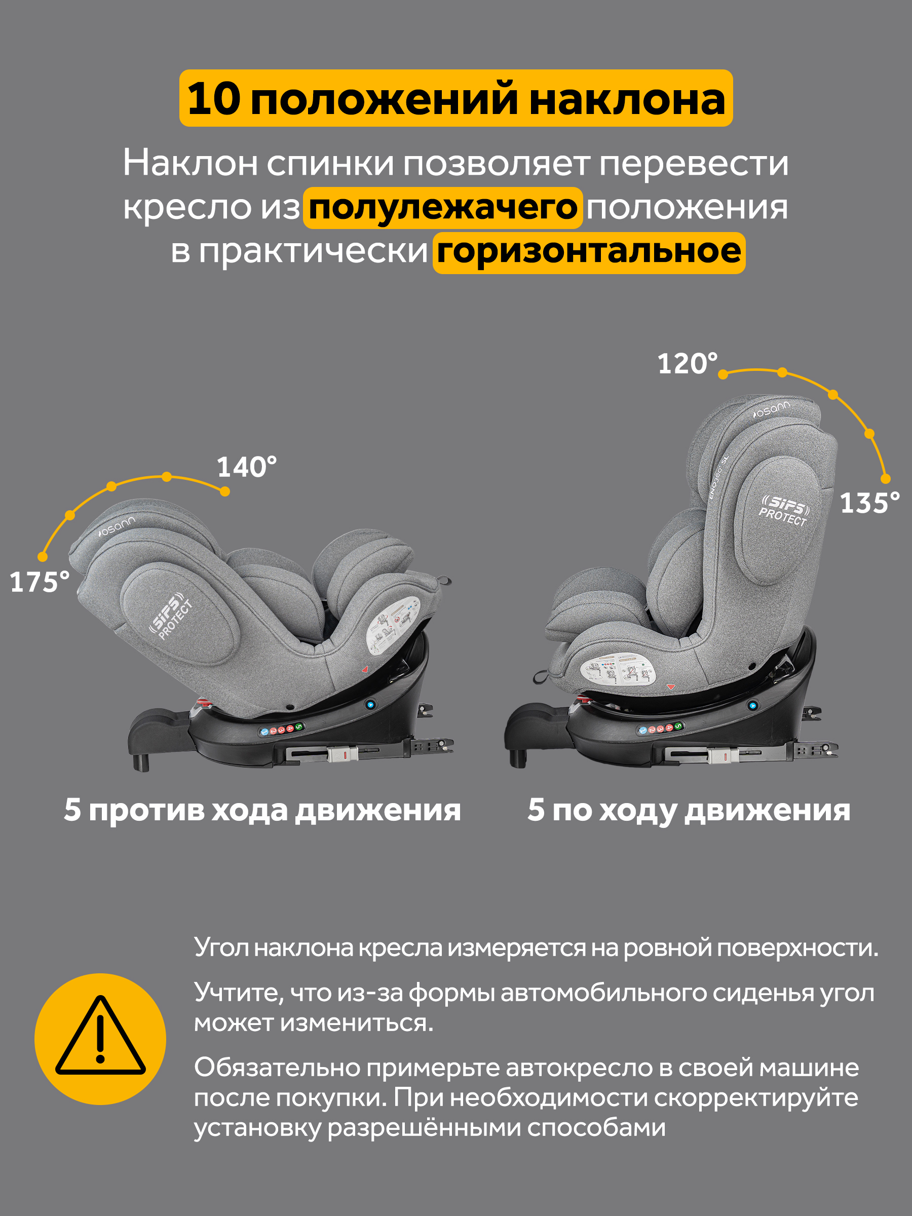 Автокресло Osann Eno 360 SL Iron 0-36 кг Isofix 0+/1/2/3 (0-36 кг) серый - фото 5