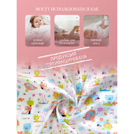 Муслиновая пеленка Daisy 130х130см Слоники