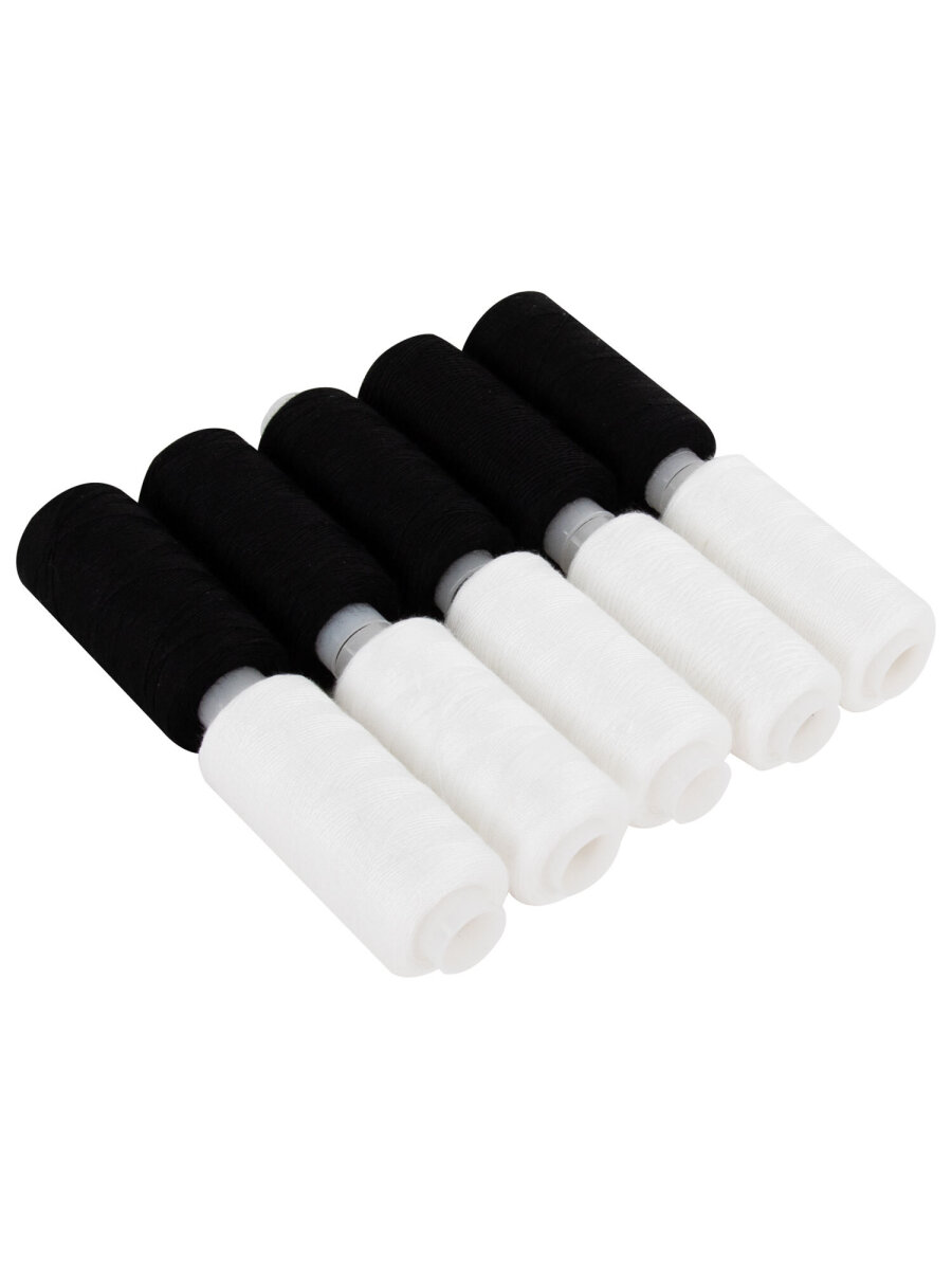 Нитки для шитья Develia армированные 45ЛЛ 150 м швейный набор 10 штук белые черные - фото 10