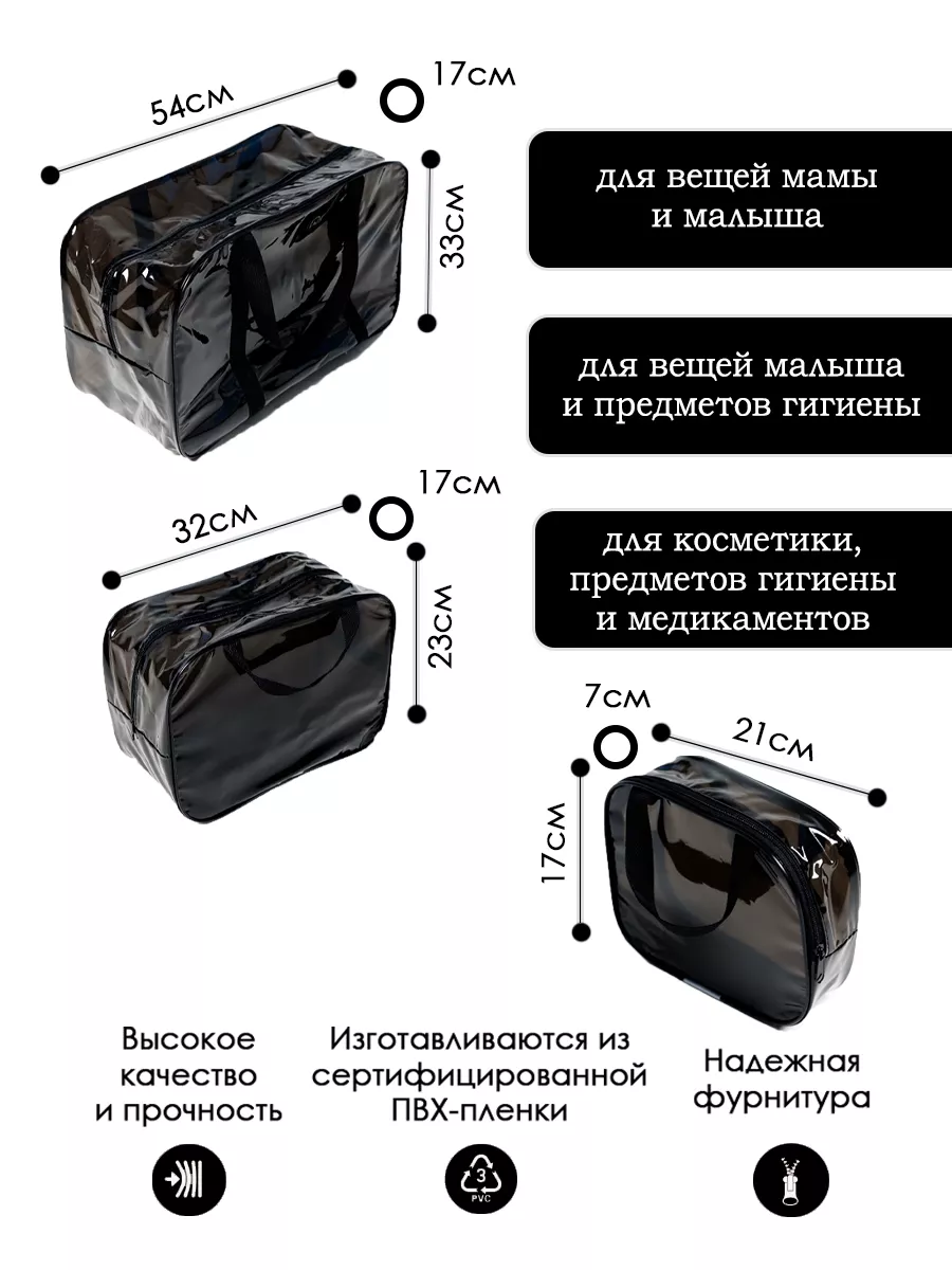 Сумка в роддом ЗОЛОТОЙ ОКТЯБРЬ тонированный черный прочный - фото 2