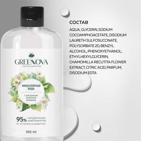 Мицеллярная вода GREENNOVA Экстракт аптечной ромашки 500 мл