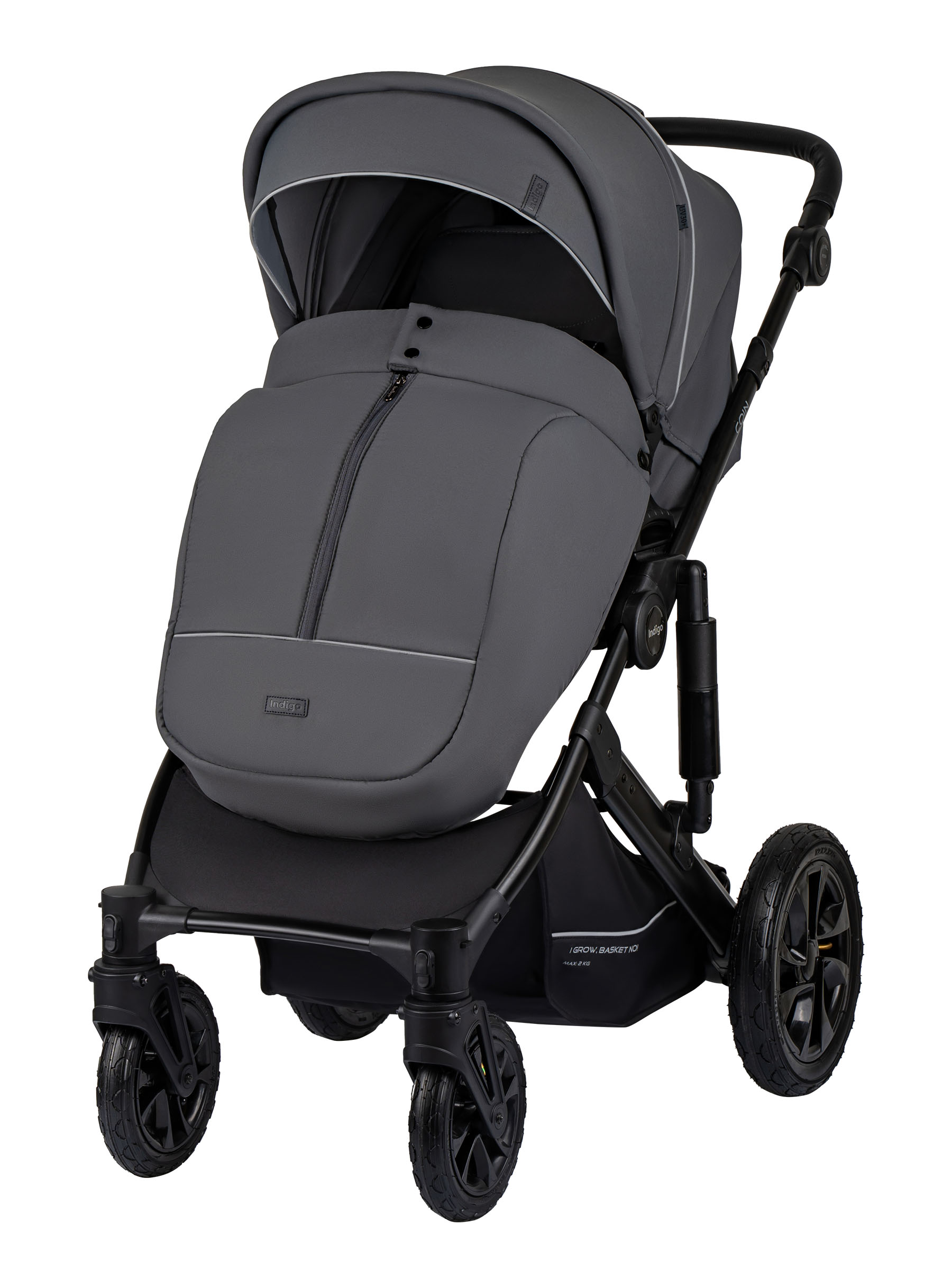 Коляска 2в1 Indigo Coin темно-серый - фото 3