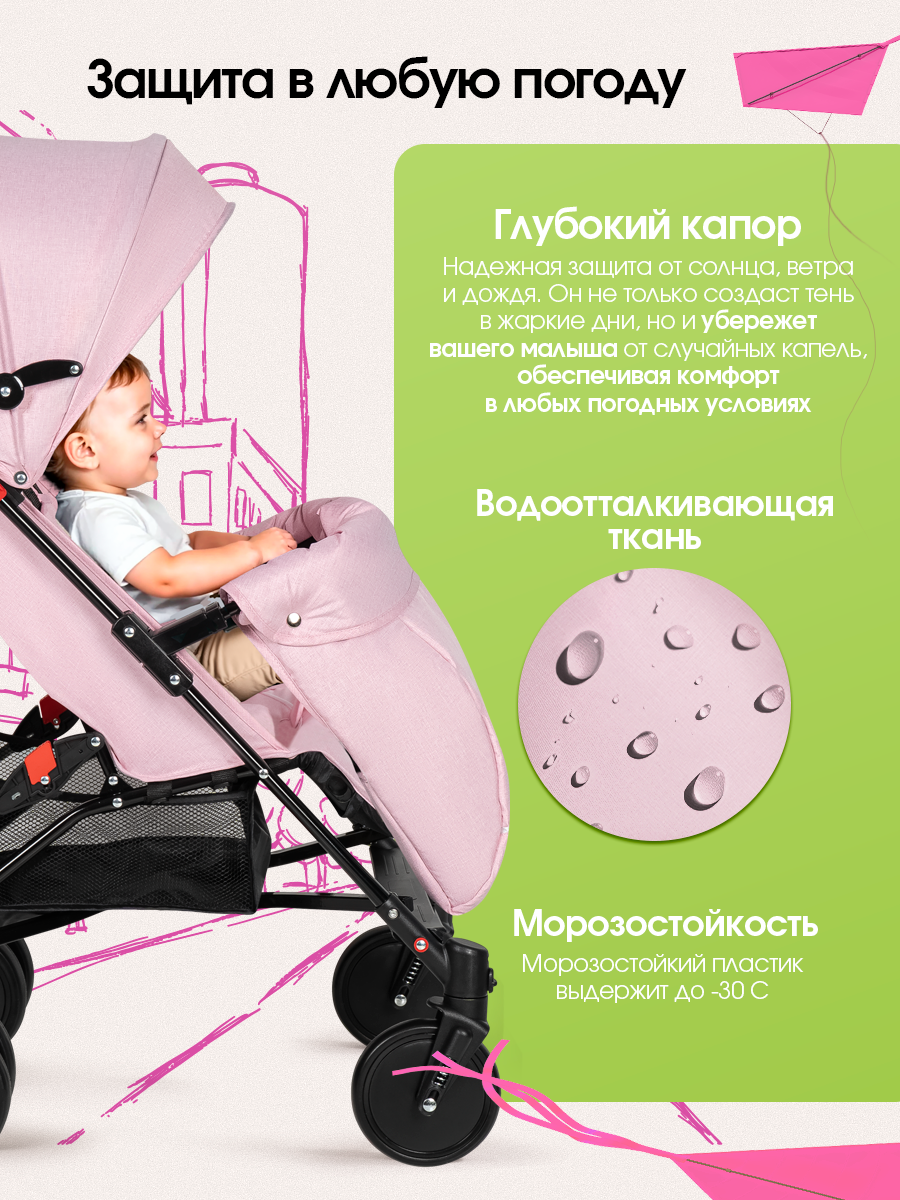 Коляска прогулочная Costa Koda розовый - фото 2