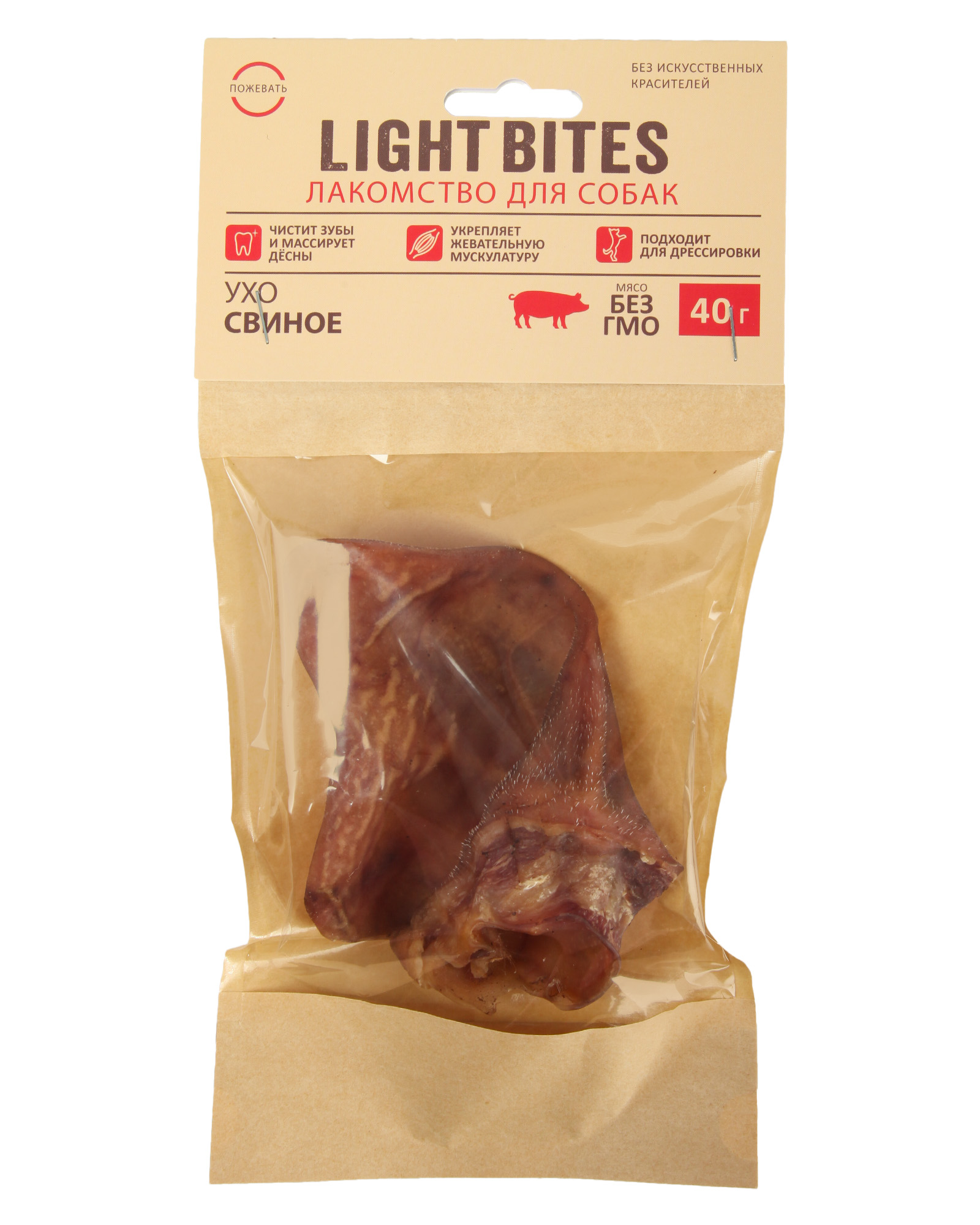 Лакомство для собак LIGHT BITES 40г Ухо свиное - фото 1