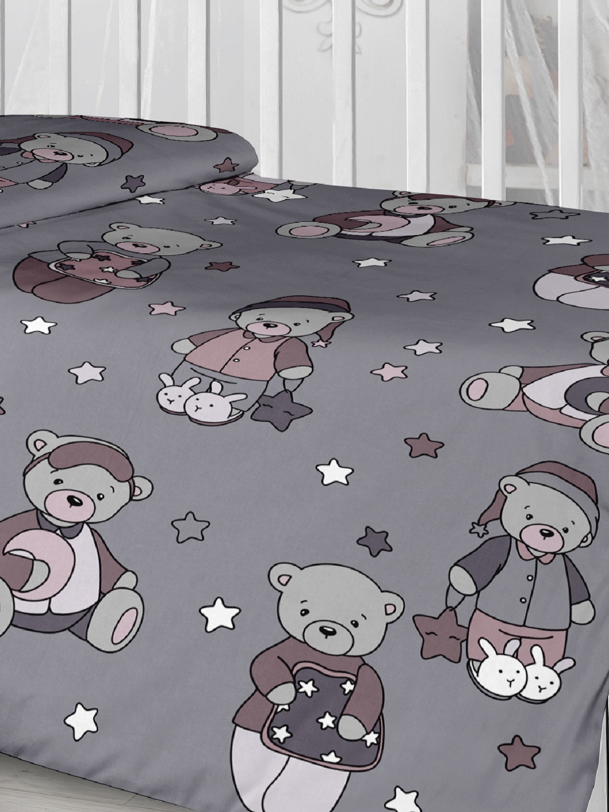 Комплект постельного белья Lemony kids Mishele Серо-фиолетовый 3 предмета - фото 3