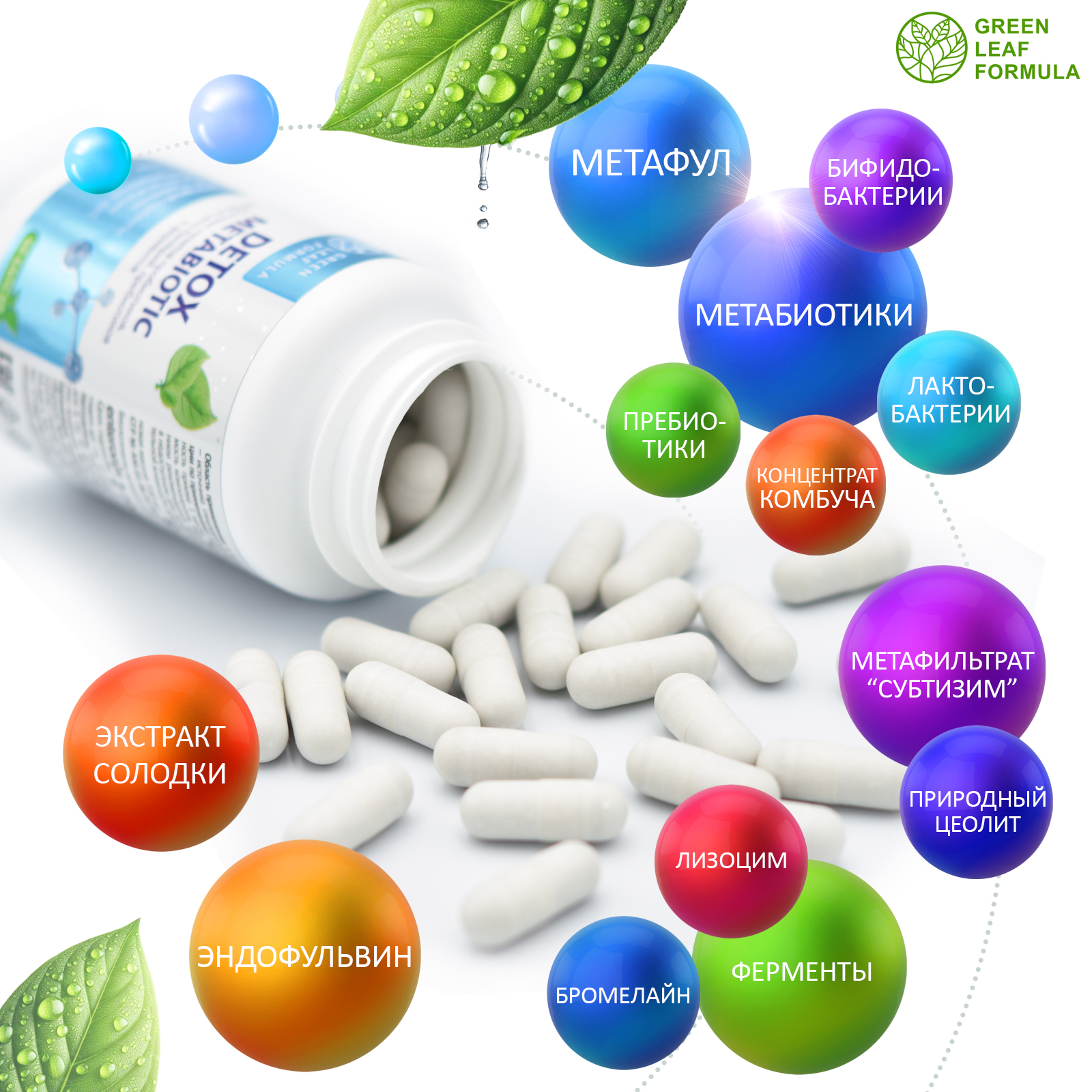 Детокс метабиотик Green Leaf Formula пробиотики при отравлении при интоксикации для жкт - фото 3