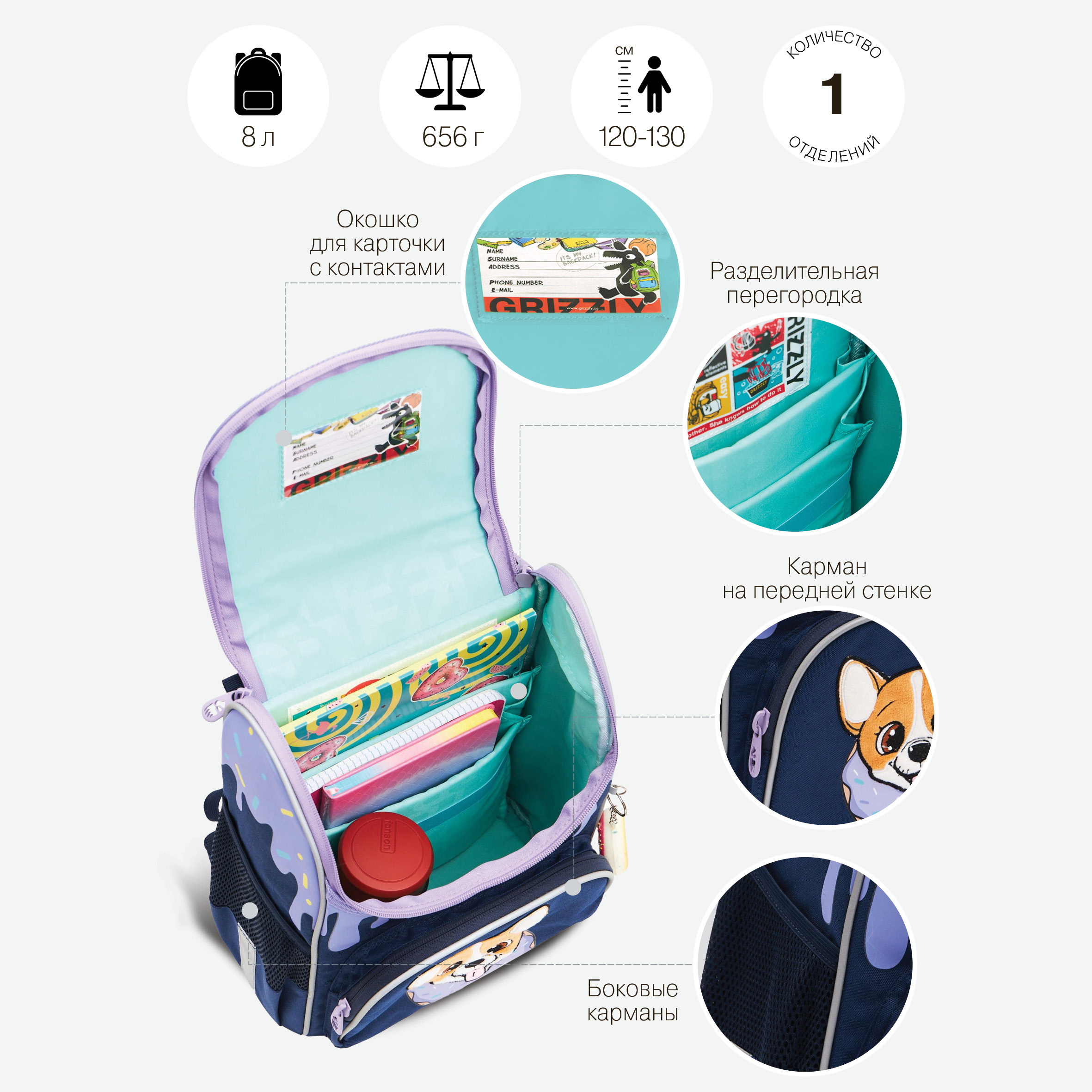 Ранец Grizzly Корги - фото 8