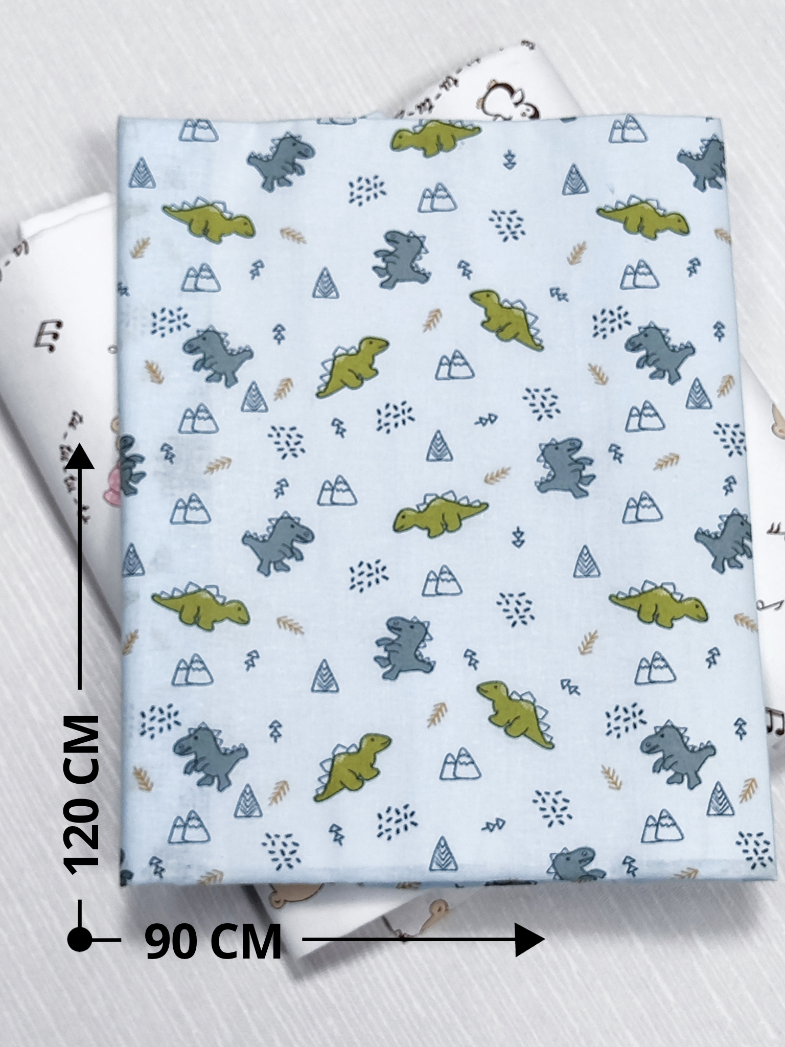 Пелёнка Делоникс Еноты + Серые Динозаврики ситец 90х120 см 4 шт. - фото 3