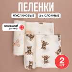 Пелёнка Mamagoods медвежата, медвежата и зайчики муслин 100х100 см 2 шт.