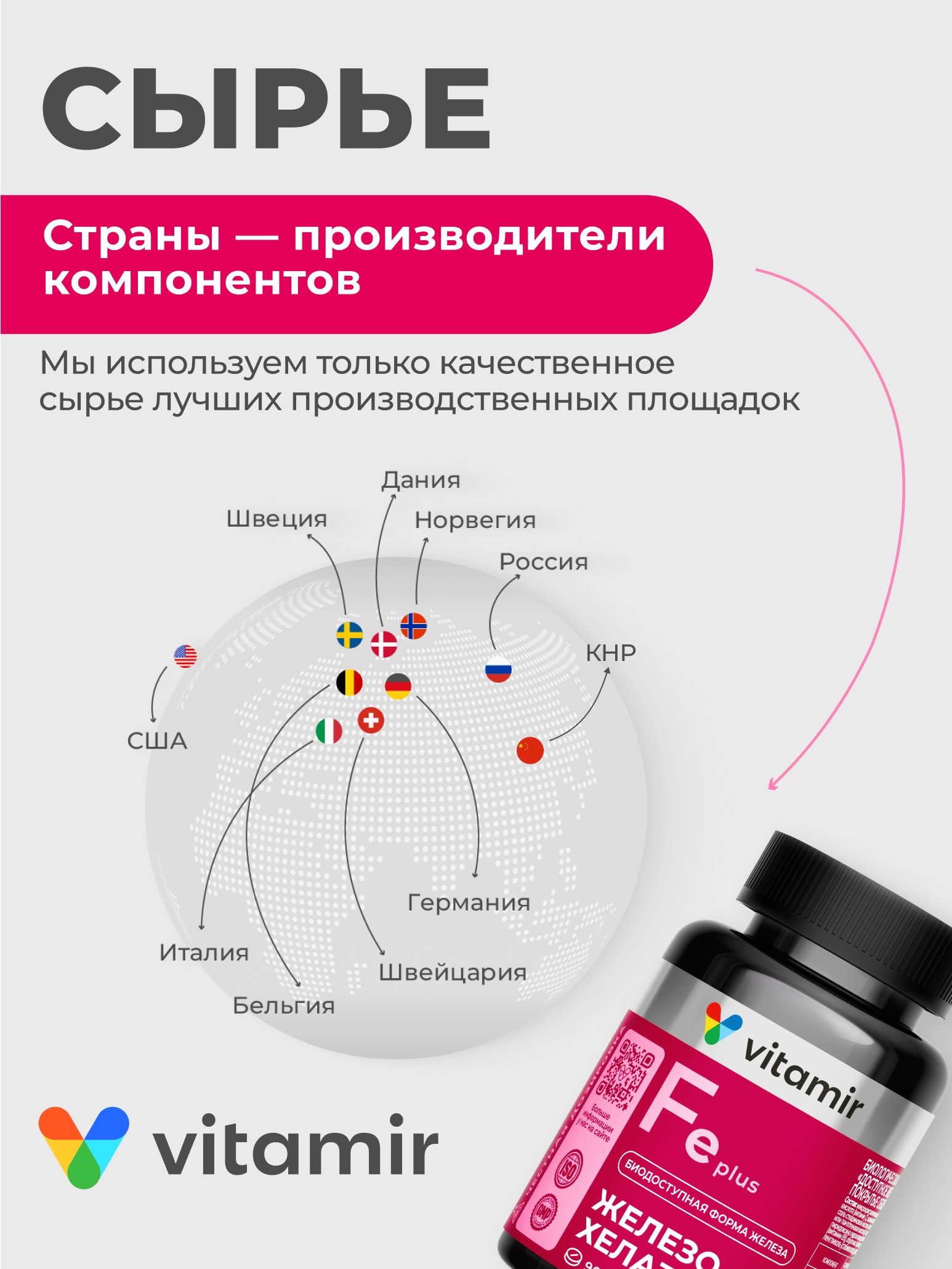 Железо хелат с витаминами VITAMIR для гемоглобина и профилактики анемии 90 таблеток - фото 9