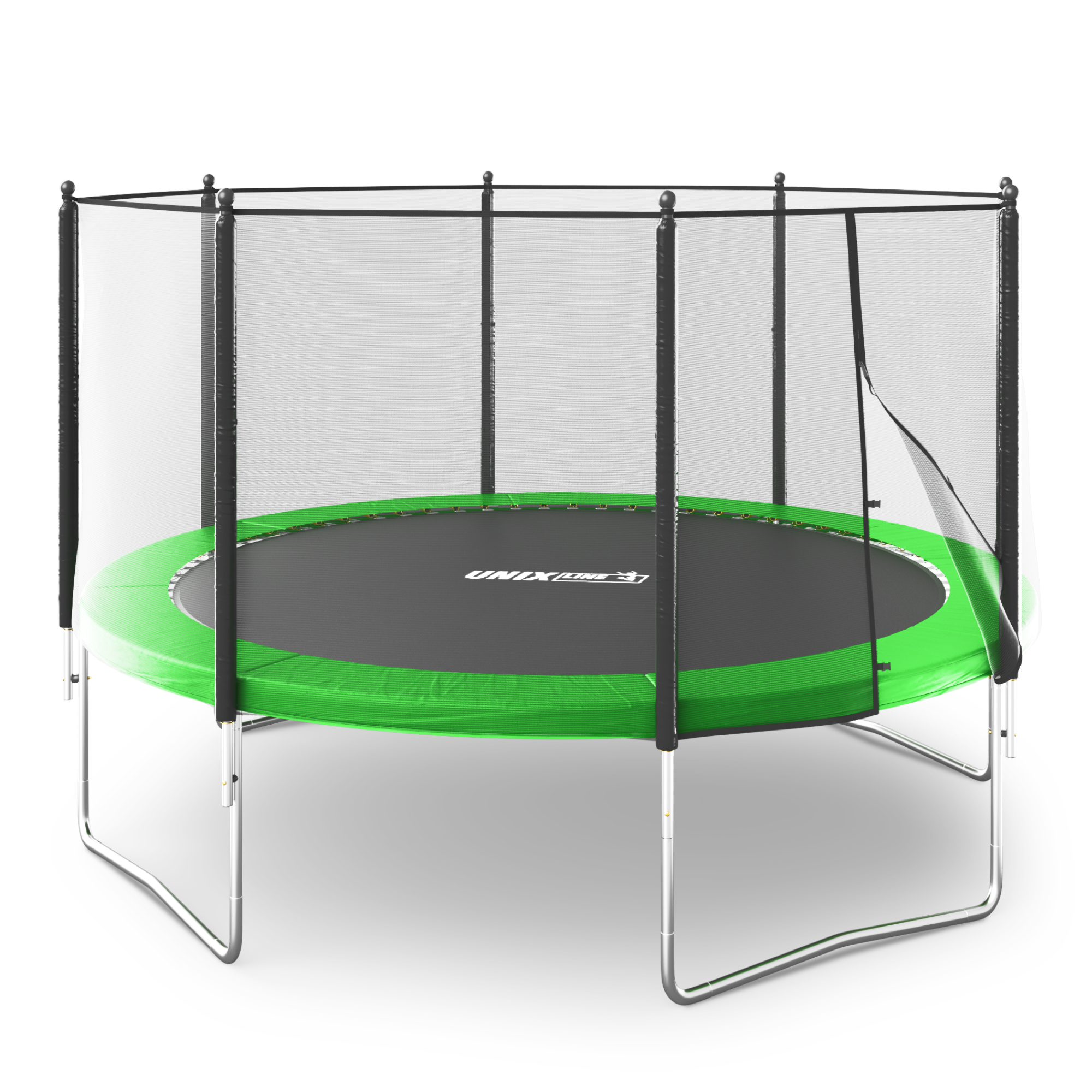 Батут каркасный Simple 12 ft UNIX line Green с внешней защитной сеткой общий диаметр 366 см до 150 кг - фото 16