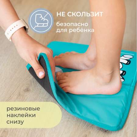 Коврик для переобувания Всё на местах складной антискользящий с принтом Единорог бирюзовый 30х36 см
