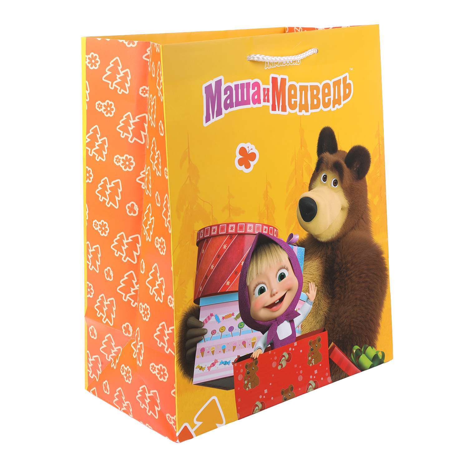 Пакет Чудо Праздник Маша и Медведь Матовый 26*32*14см 393082 - фото 1
