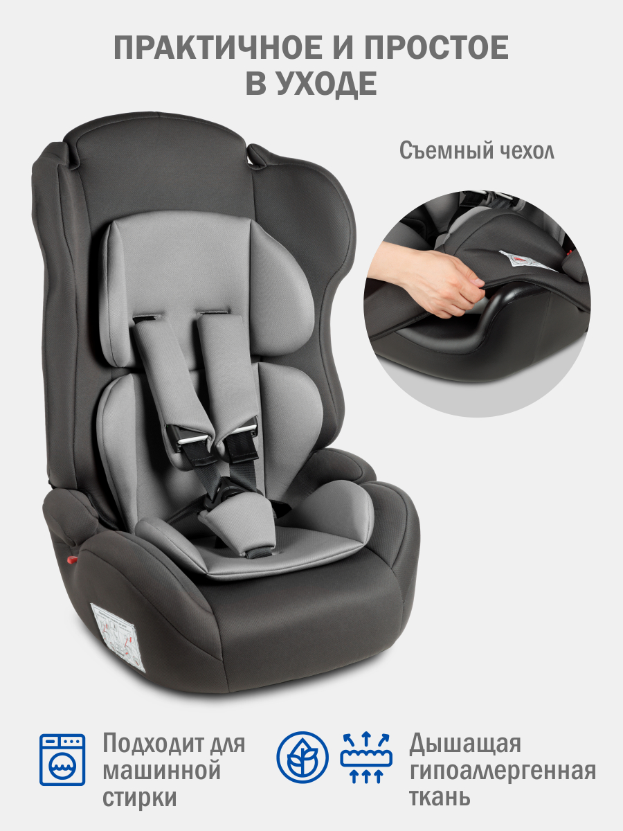 Автокресло SIGER Некст Lux 1/2/3 (9-36 кг) серый - фото 3