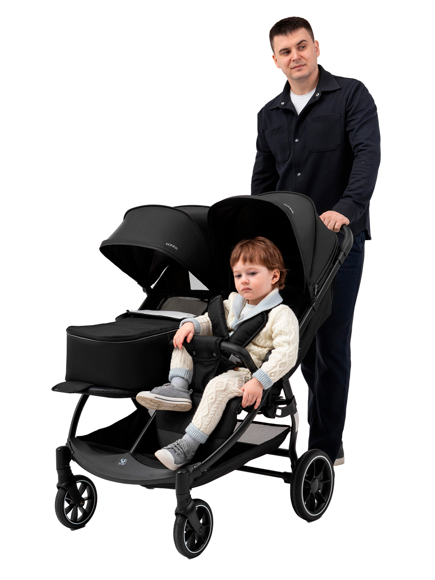 Коляска прогулочная для двойни Sweet Baby Donna Black черный - фото 24