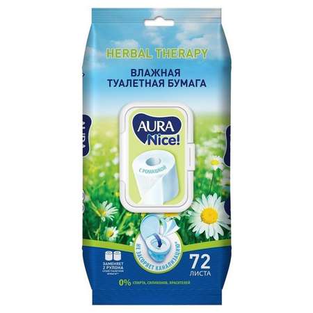 Влажная туалетная бумага AURA 72 шт.