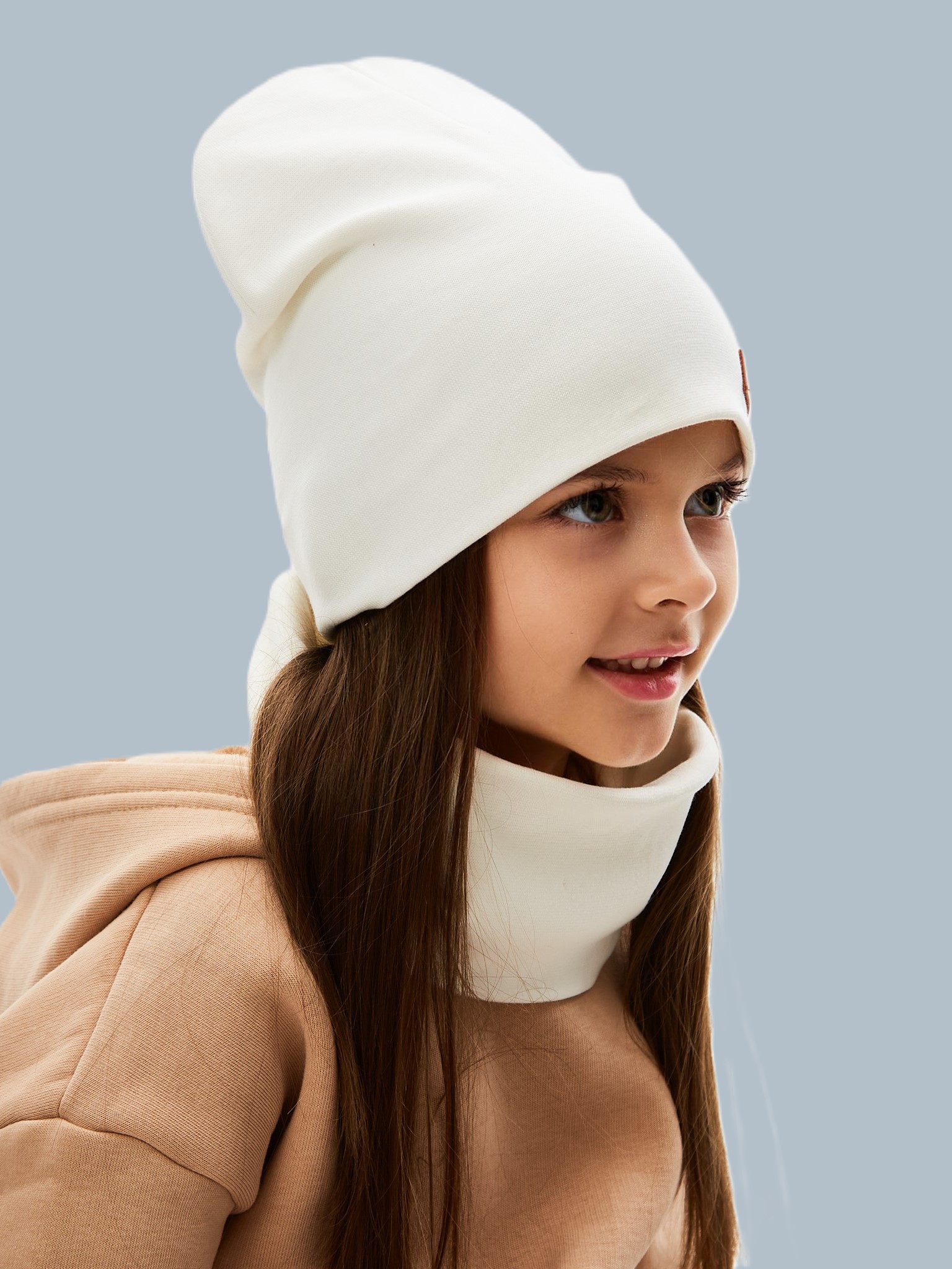 Шапка и снуд NYCkids NYC-H-67-plainG-white - фото 9