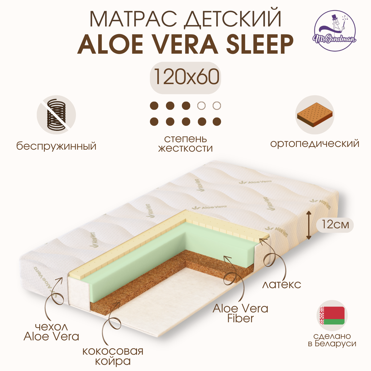 Матрас Mr Sandman Aloe Vera Sleep 120х60 - фото 1
