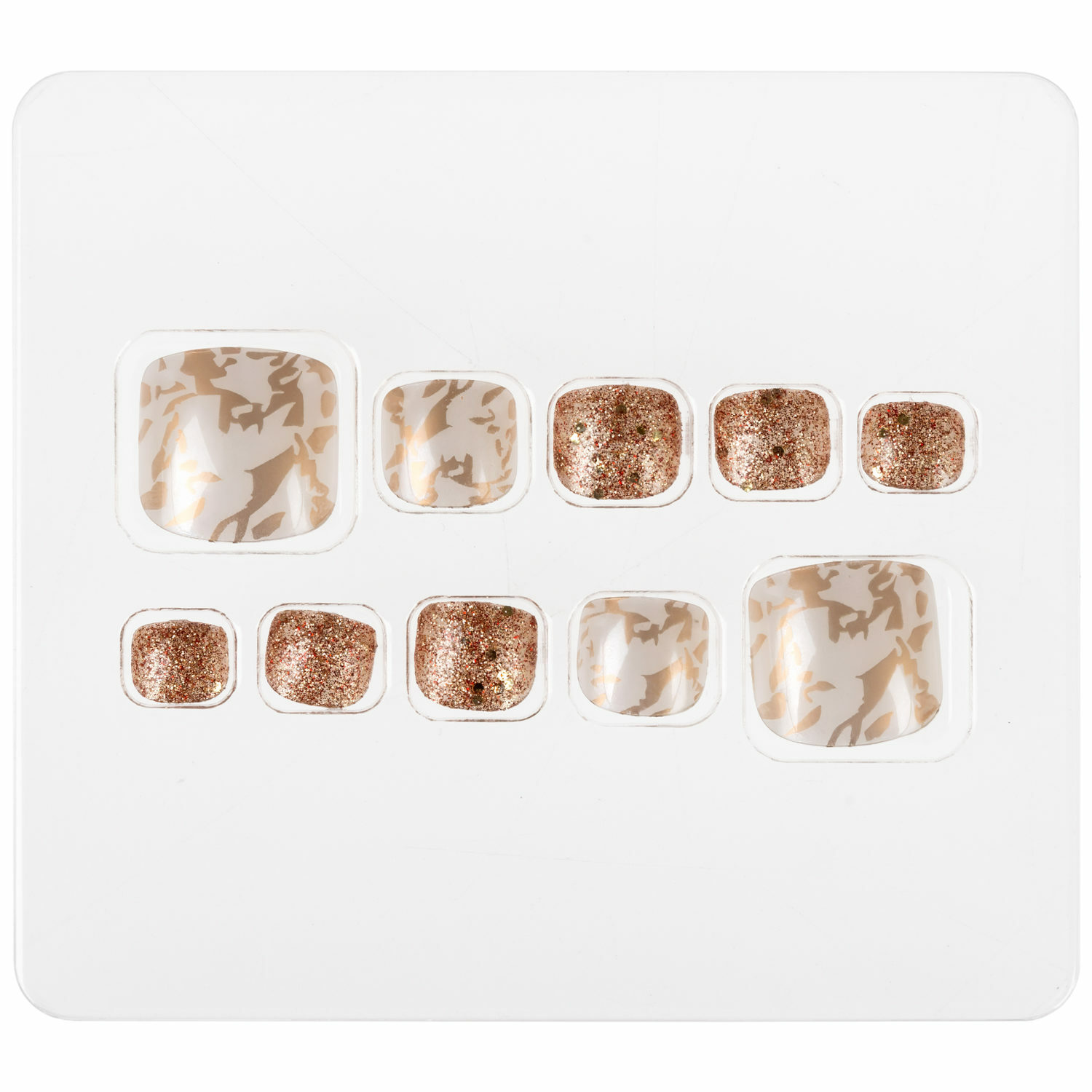 Накладные ногти для педикюра LUKKY набор Pedicure style 11 Golden Marblel с липким слоем - клеем от 10 лет - фото 2