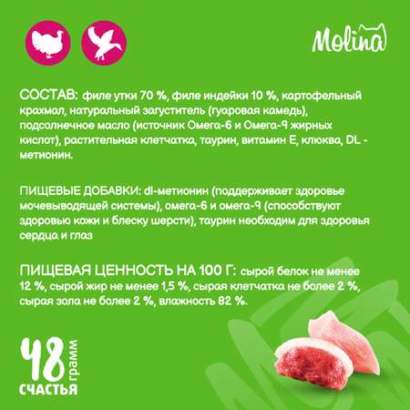 Крем-лакомство для кошек Molina 48г с уткой и индейкой здоровье мочевыводящей системы