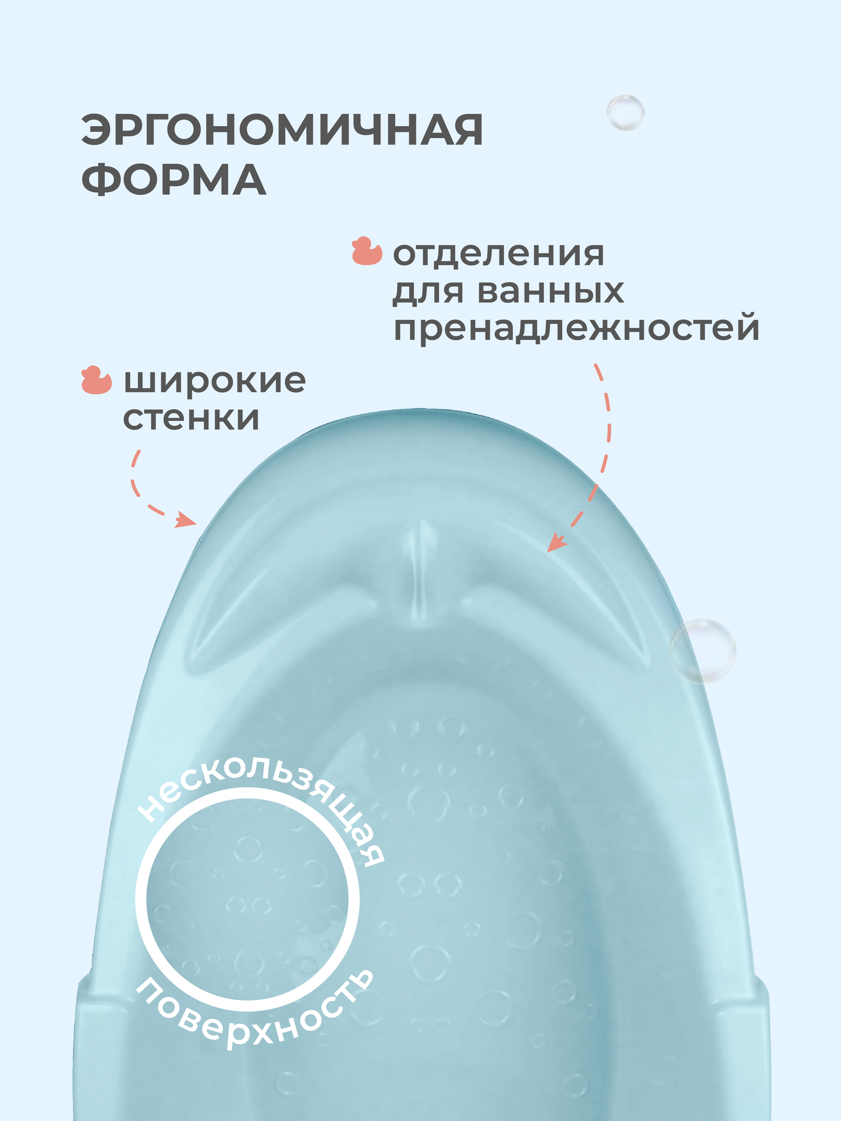 Ванна Пластишка детская 940х540х270 мм 38л светло-голубой - фото 2