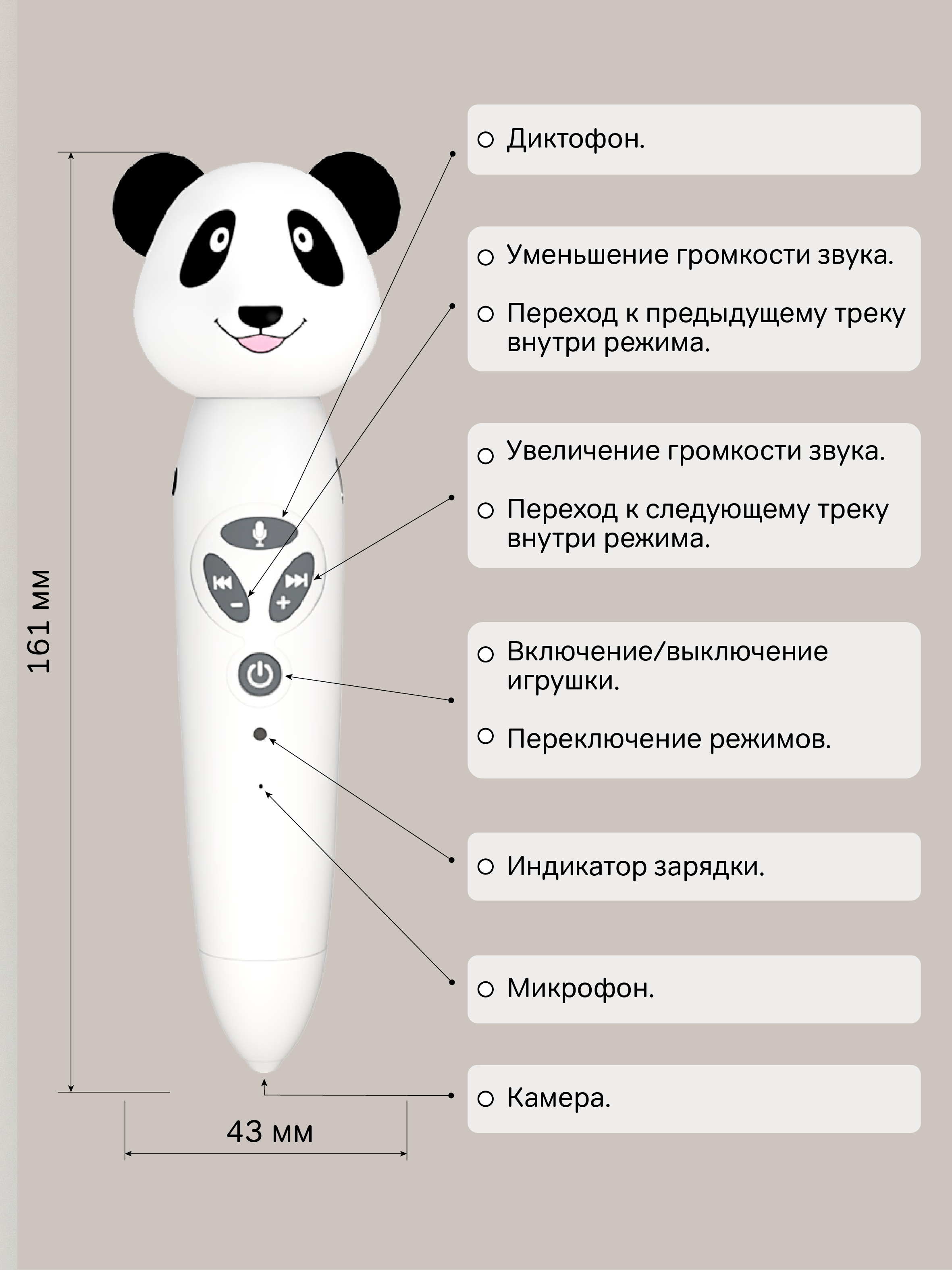 Игрушка BertToys Панда Тичи - фото 10